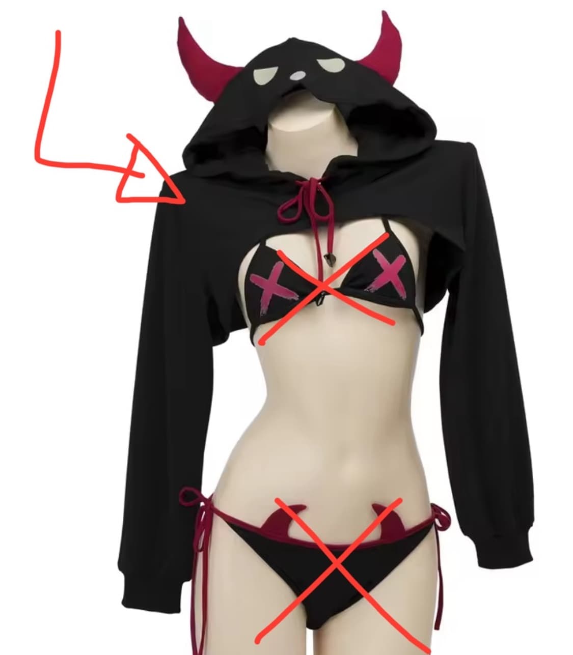 펑크룩 악마 후드 볼레로 가디건 상품이미지1