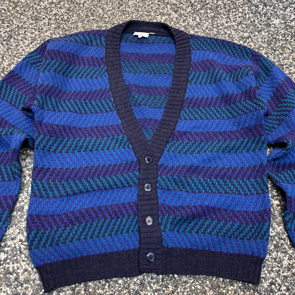 80s Simpsons 지그재그 해링본 가디건 (L)   상품이미지2