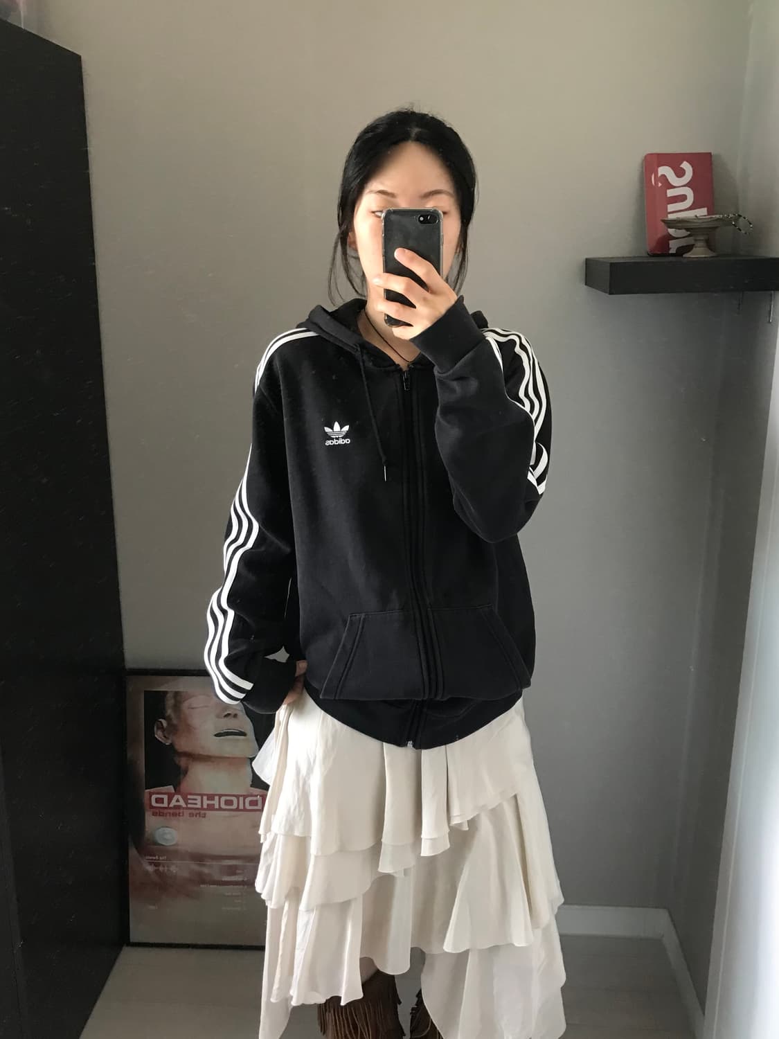 아디다스 트레포일 사이드라인 블랙 후드집업 상품이미지4