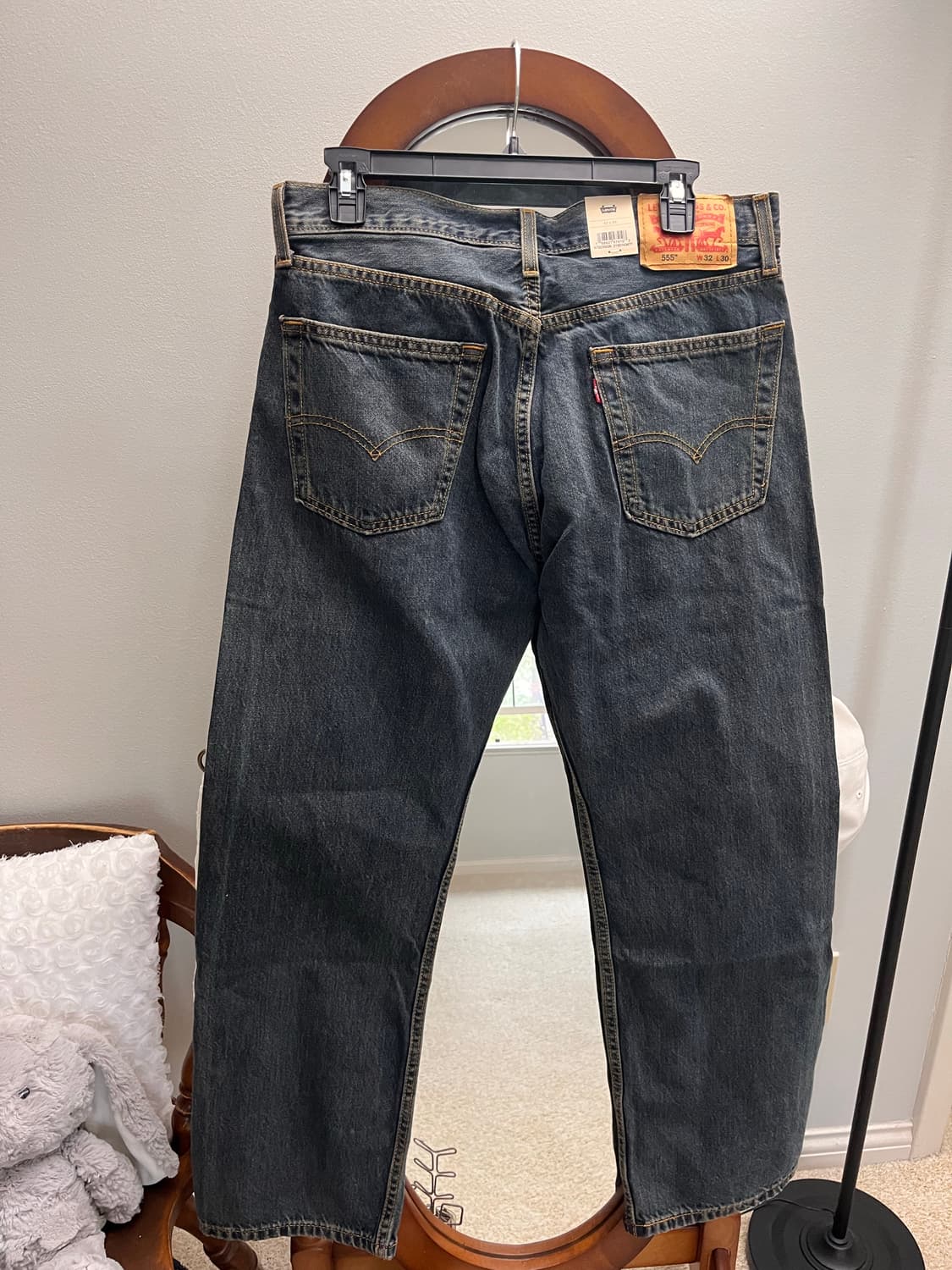 [새상품/W32] 리바이스 555 릴렉스 스트레이트 흑청 (브라운 안감) 상품이미지5