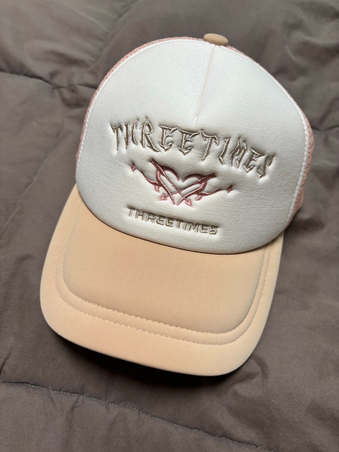 쓰리타임즈 하트 메쉬 캡 볼캡 모자 핑크 상품이미지2