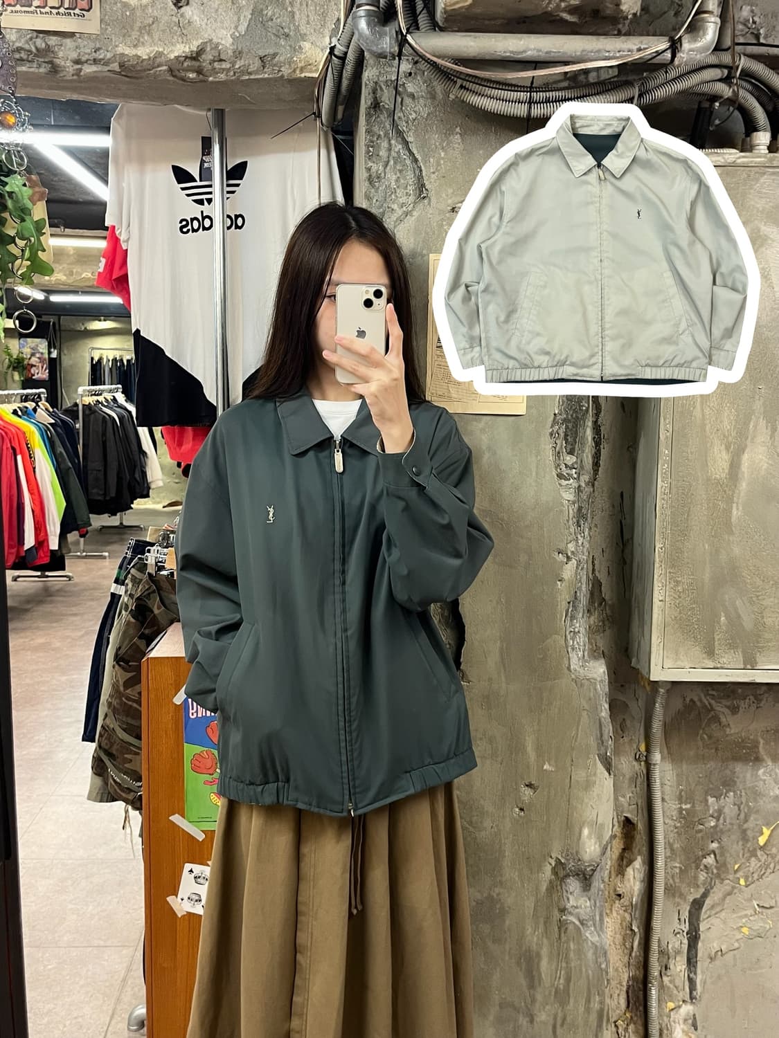 입생로랑 리버시블 블루종 그린 100 #csz1446 상품이미지1