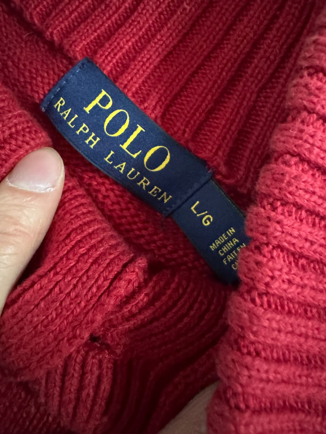폴로 랄프로렌 단추 반집업 코튼 니트 레드 L 상품이미지3