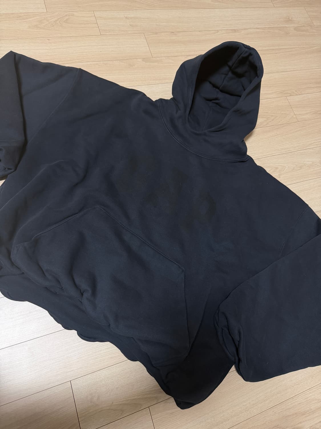 XS 이지갭 발렌시아가 도브 후드 워시드 블랙 상품이미지3