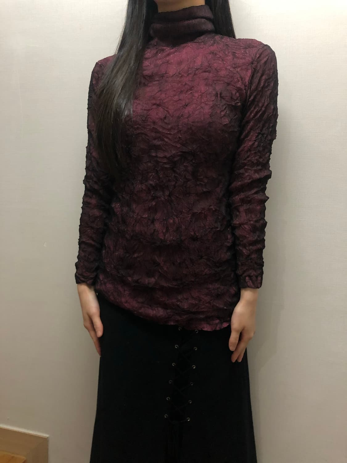 빈티지 버건디 텍스처 탑 상품이미지3