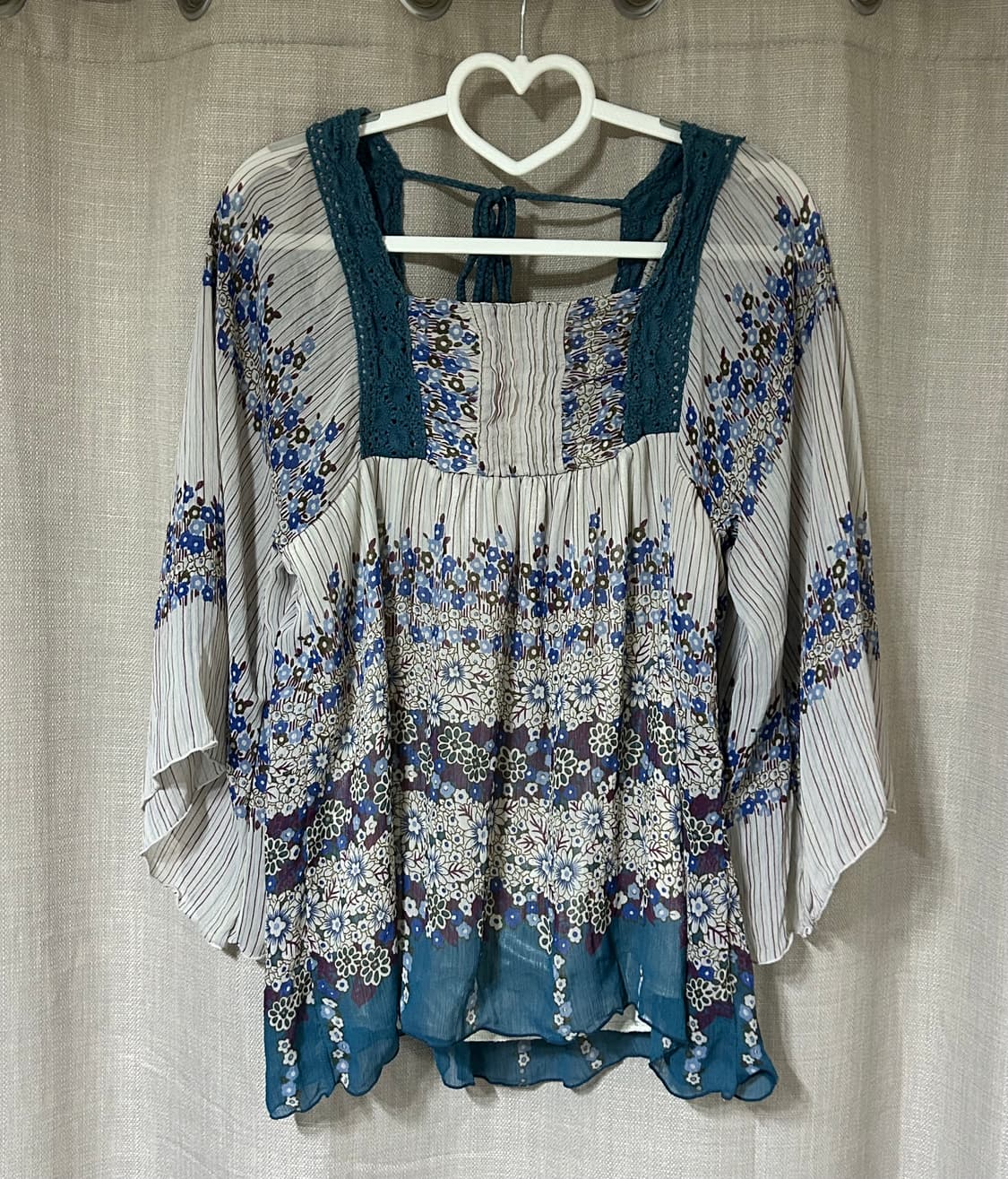 빈티지 에스닉 보헤미안 히피 스퀘어넥 블라우스 상품이미지1