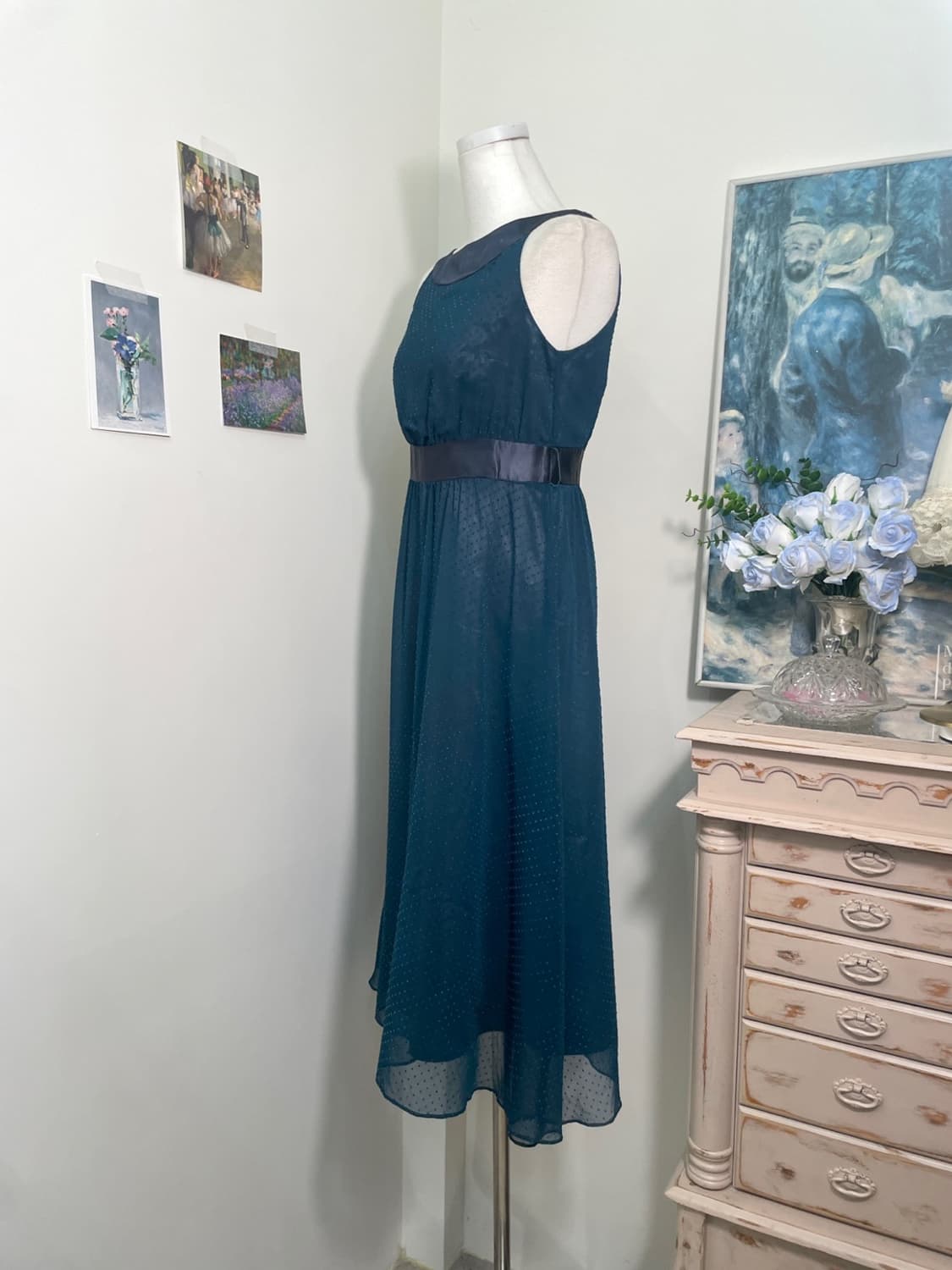 bluegreen dot summer chiffon opc(size-M) 상품이미지2