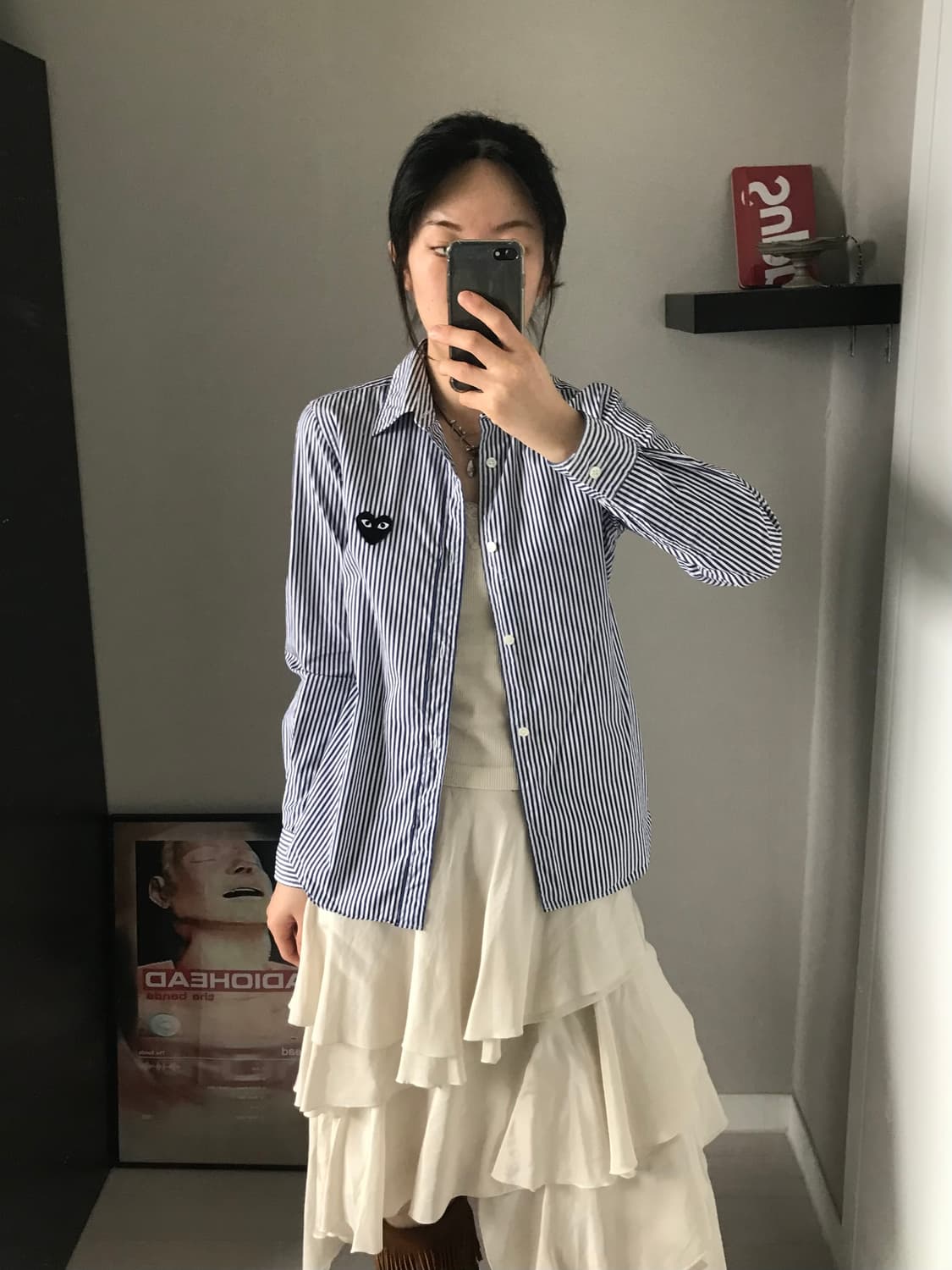 꼼데가르송 블랙 와펜 스트라이프 셔츠 상품이미지1