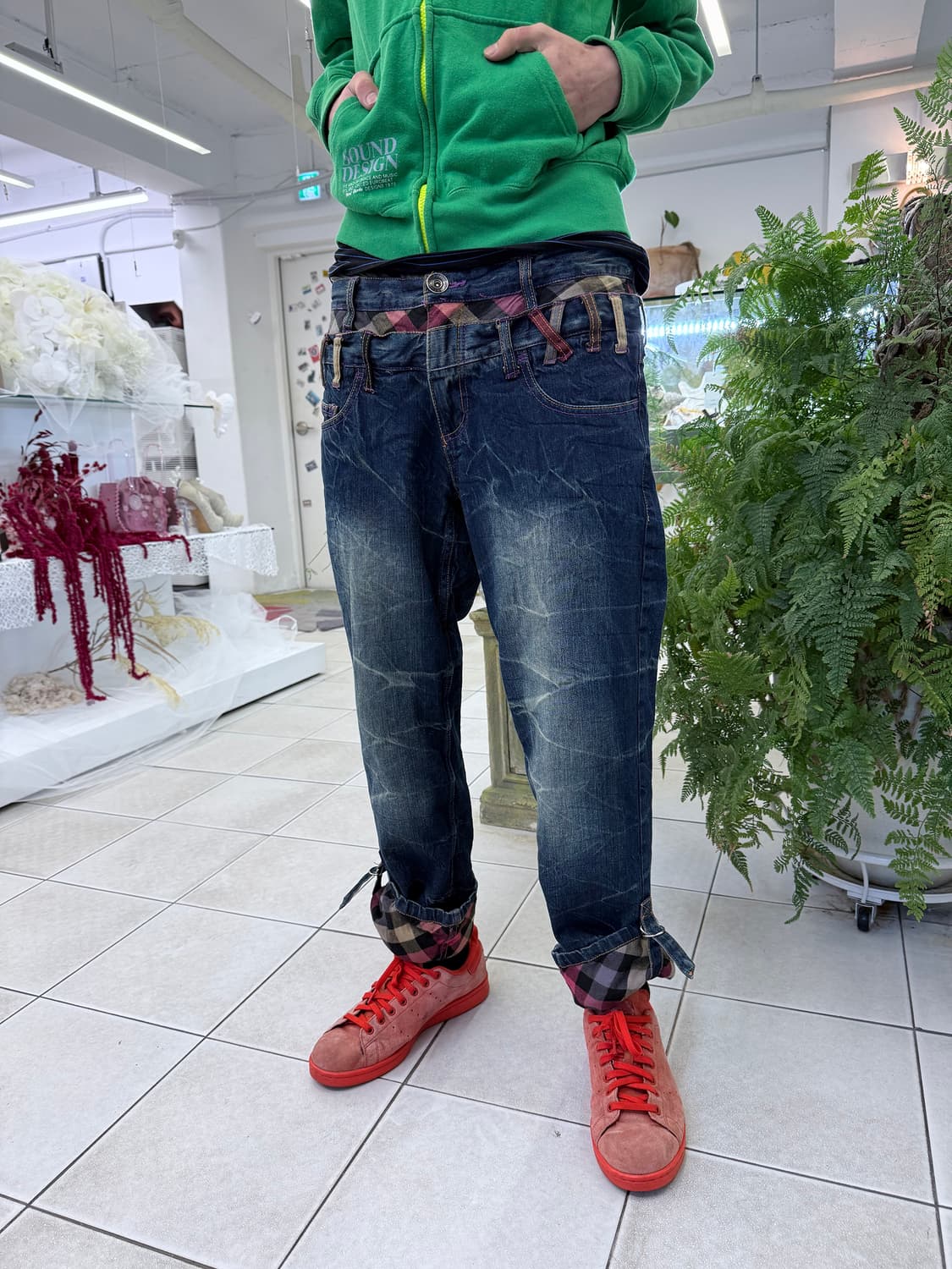 double waist washed jeans 상품이미지4