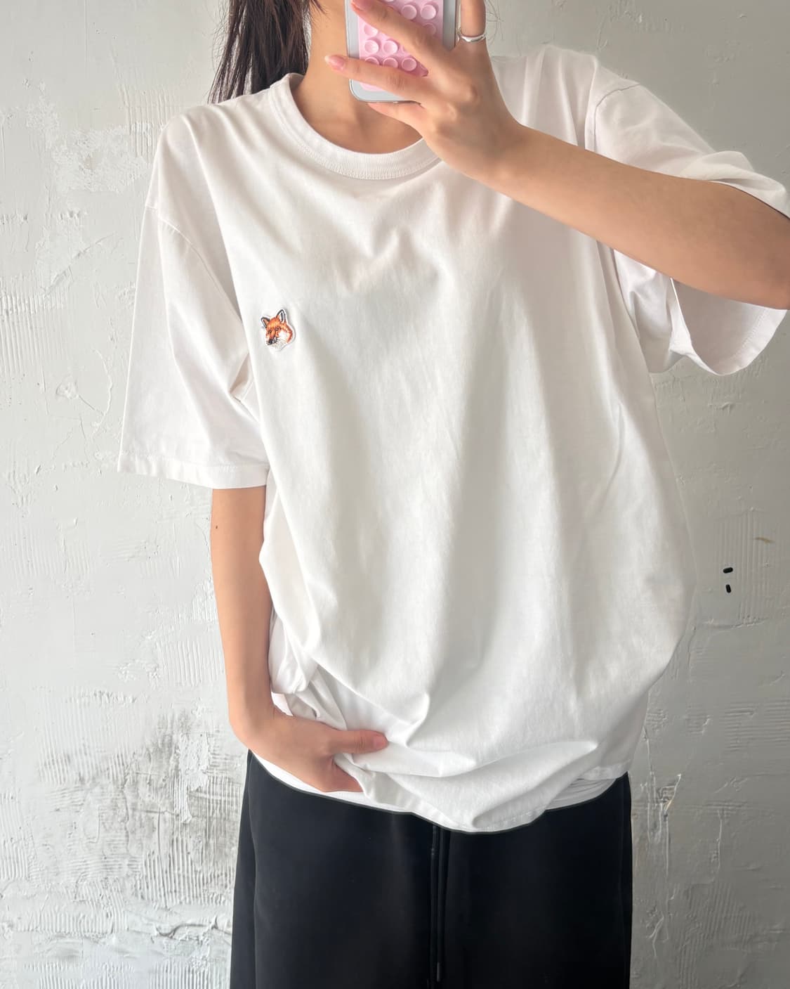 Maison Kitsune 메종 키츠네 화이트컬러 폭스헤드 패치 반팔 티 상품이미지2