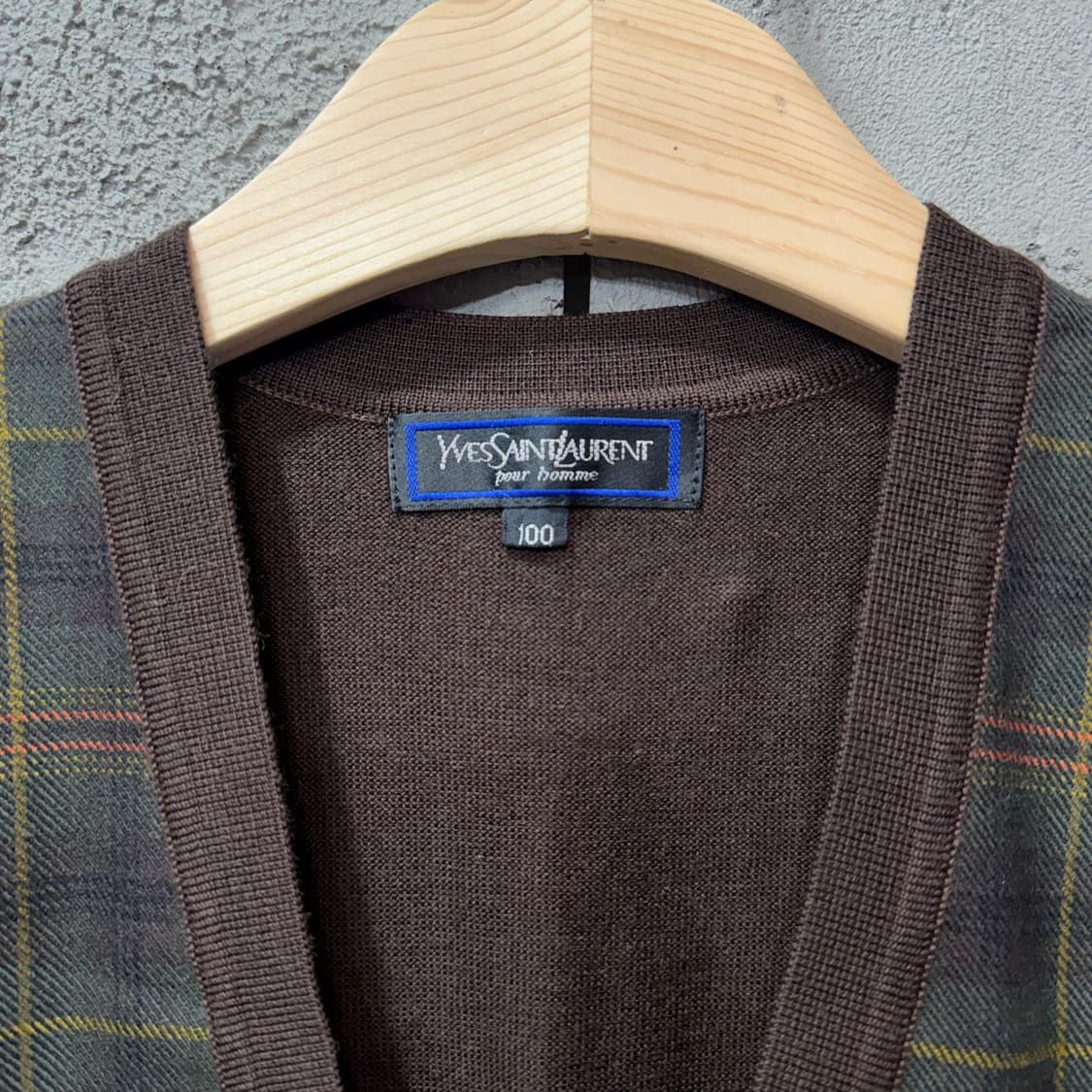 90s 입생로랑 클래식 체크 니트 조끼 (L)   상품이미지4