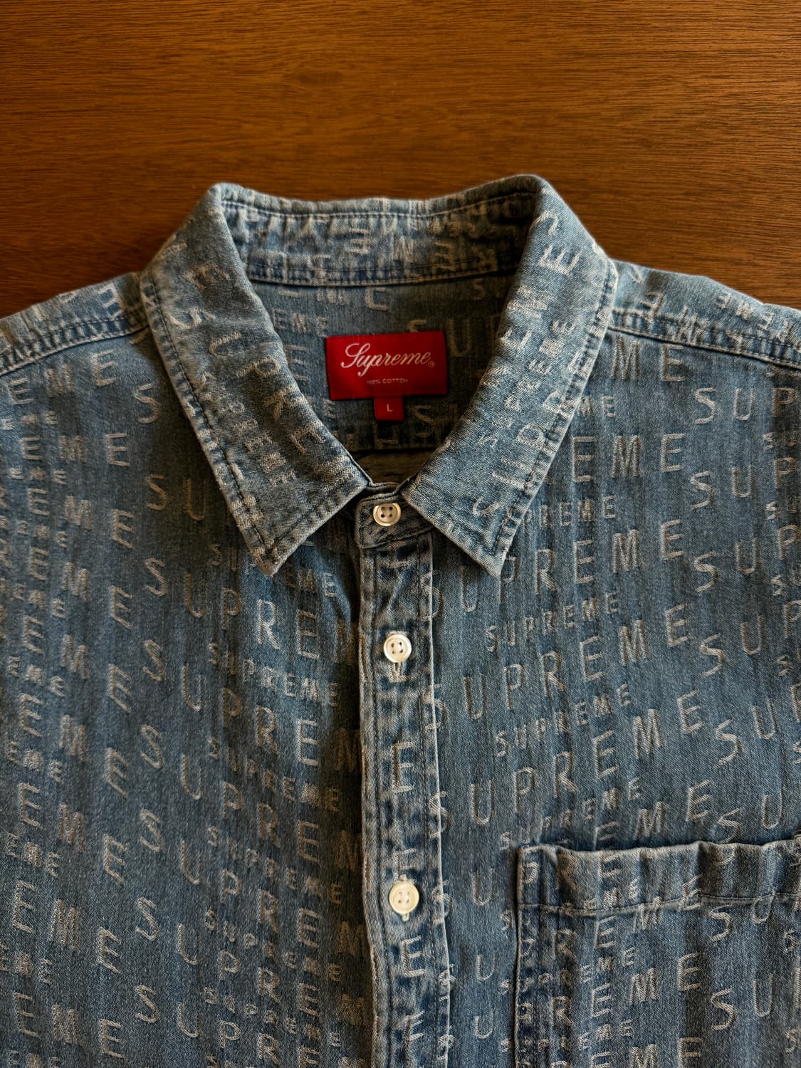 [L] 슈프림 워프 자카드 로고 데님 셔츠 상품이미지5