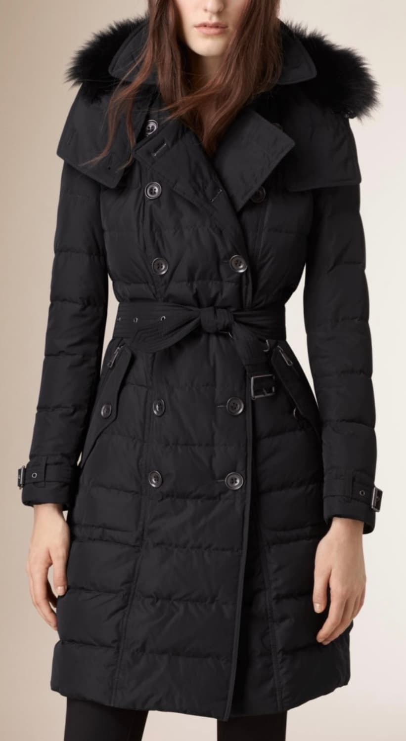 버버리 블랙 알러데일 폭스퍼 롱패딩(XS) 상품이미지2