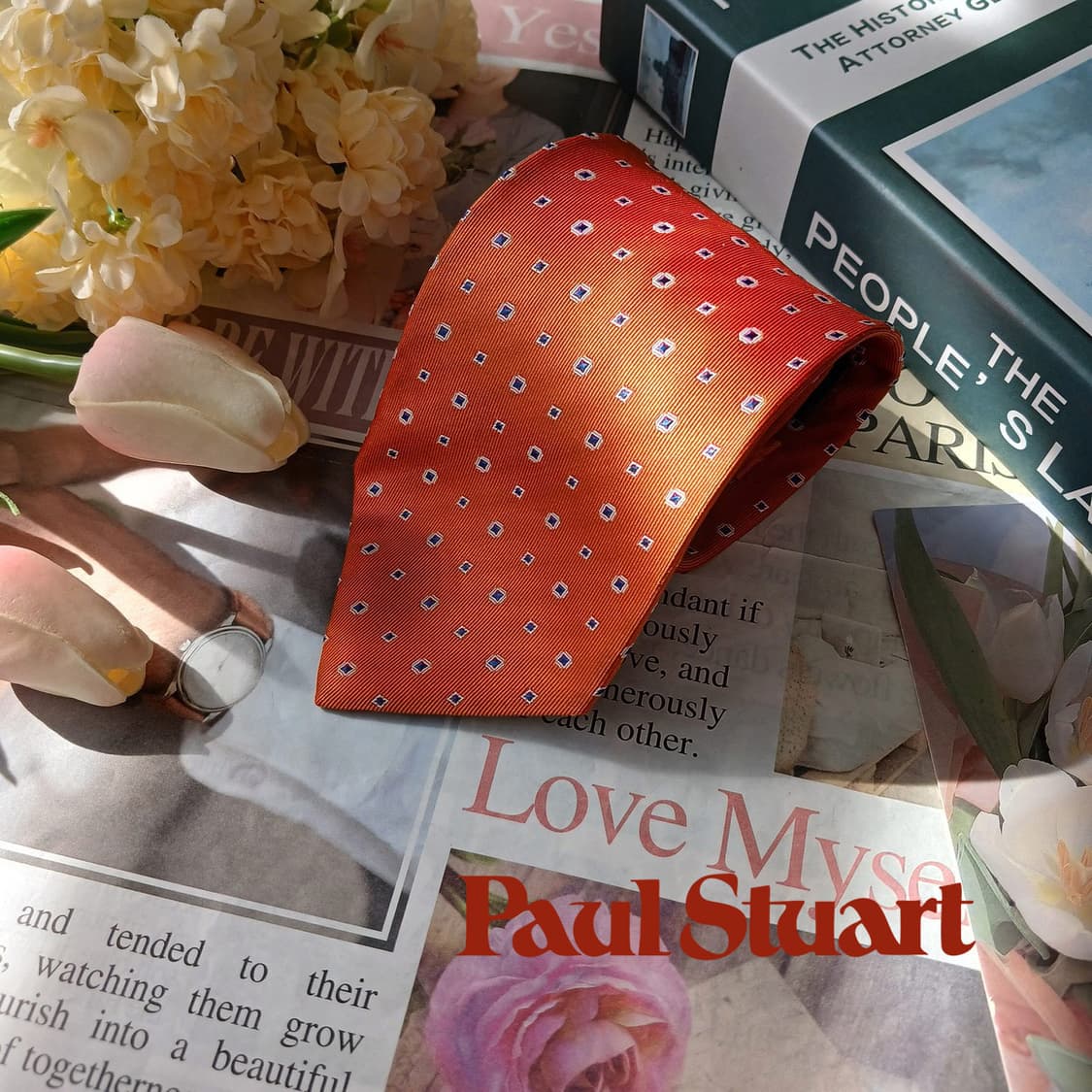 폴스튜어트 실크 오렌지 도트 패턴 넥타이 8.6cm A등급 E804
 상품이미지2