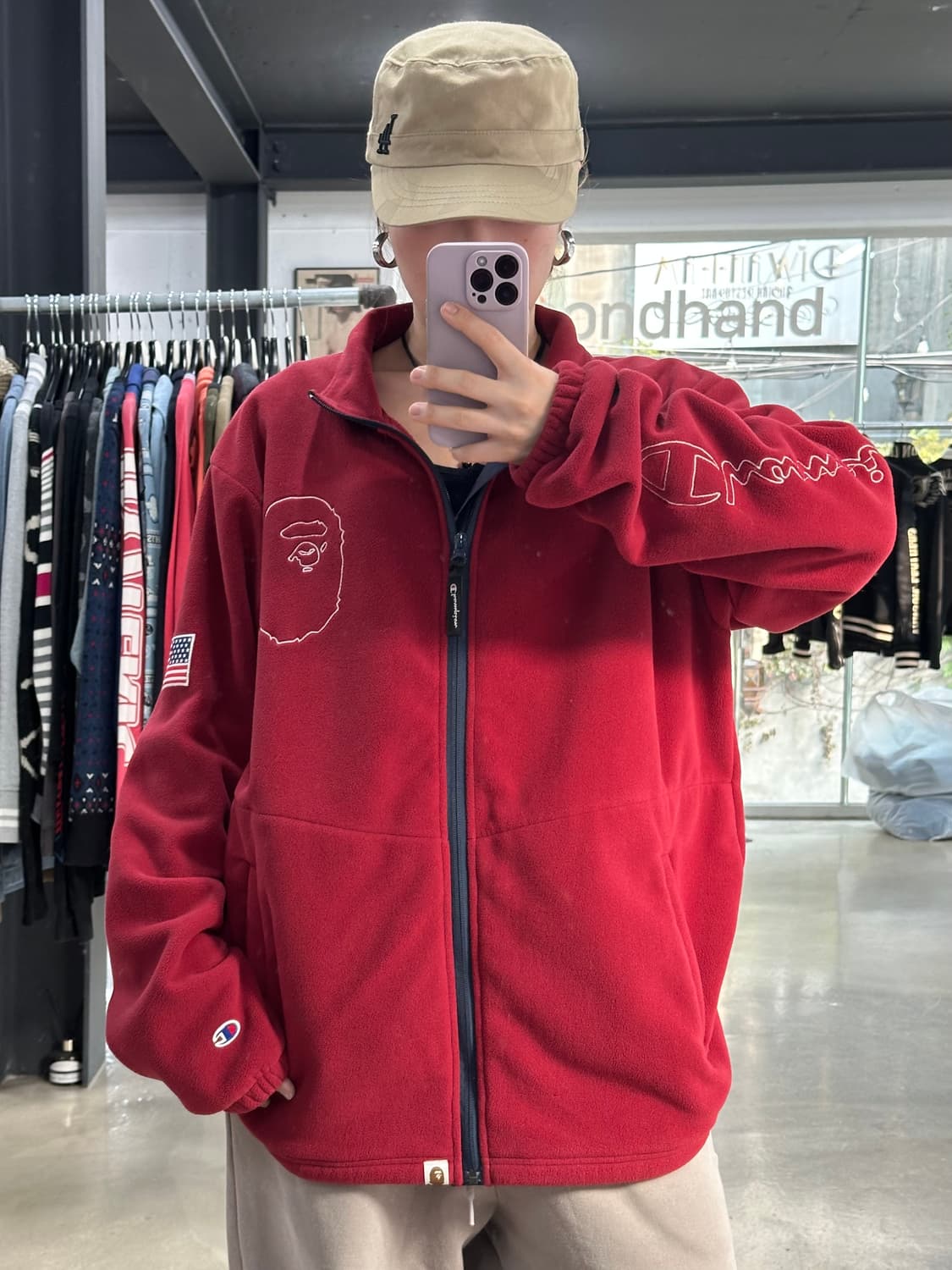 베이프 x 챔피온 17FW 사루 성조기 플리스집업 상품이미지4