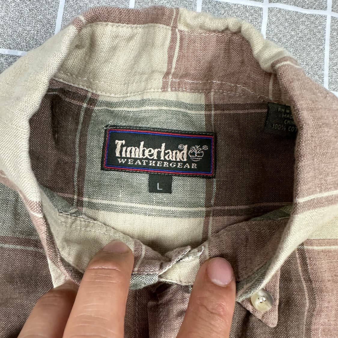 팀버랜드 오버 체크 반팔 셔츠 L 상품이미지5