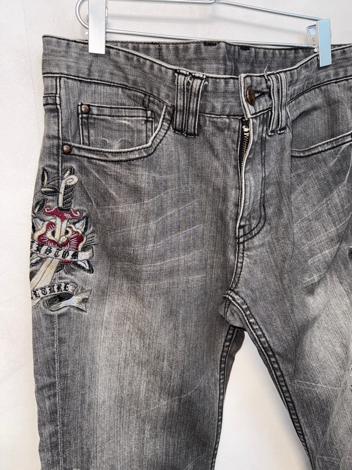 Black denim oriental punk embroidered pt 상품이미지2