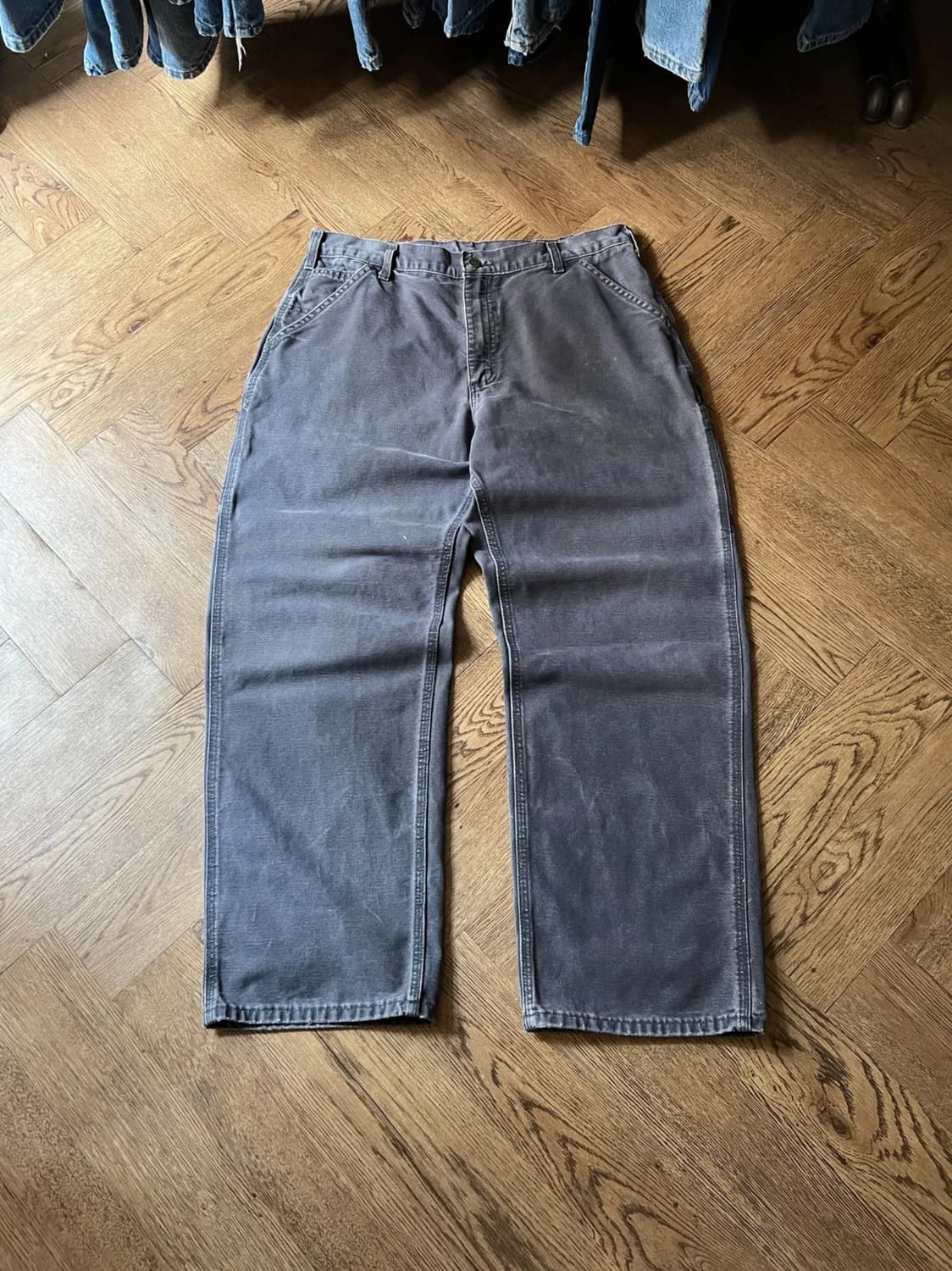 [36]칼하트 USA 페트롤 블루 싱글니 카펜터 워크 팬츠 상품이미지1