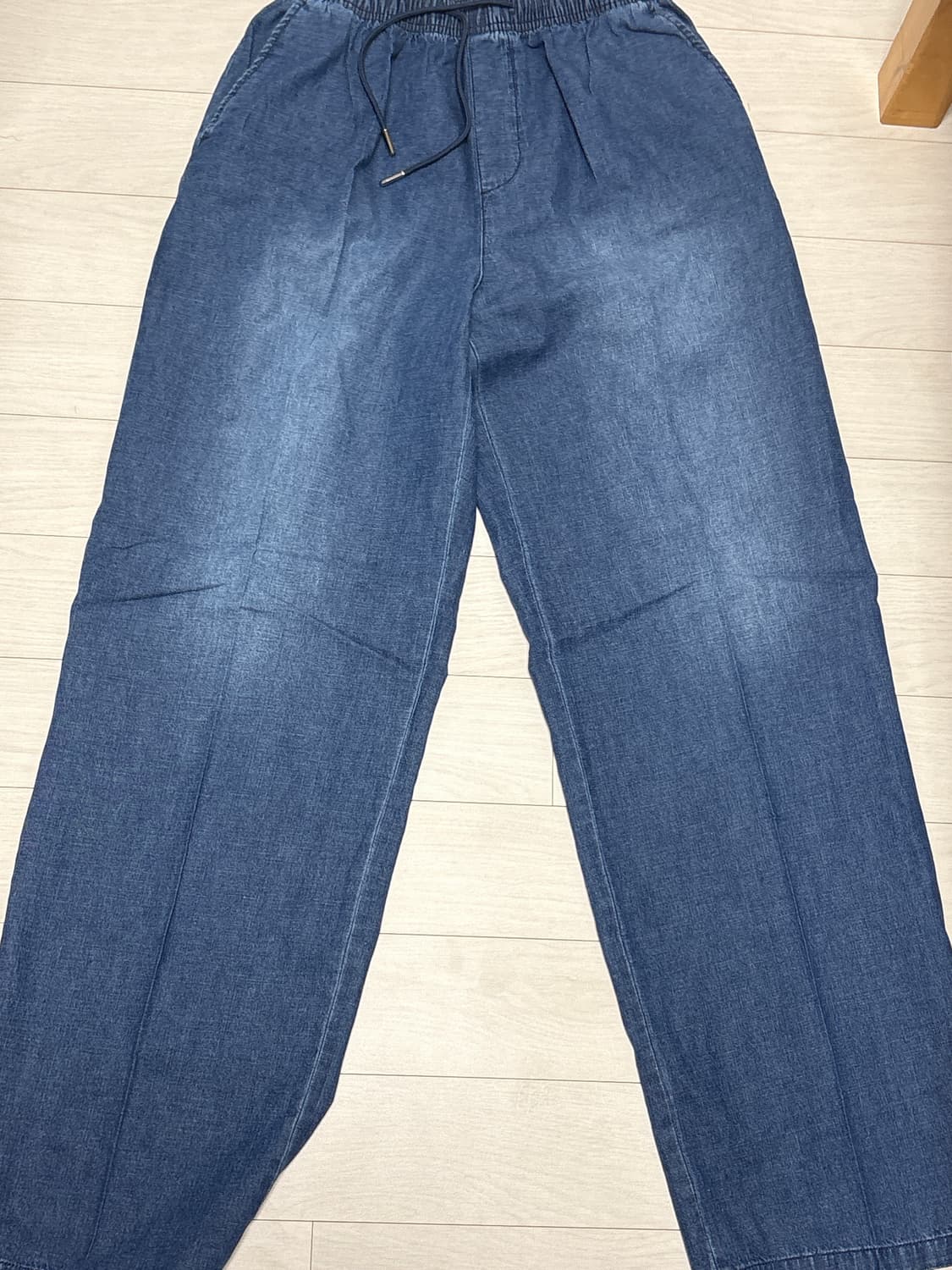 린넨 데님 워시드 밴딩 팬츠 상품이미지1