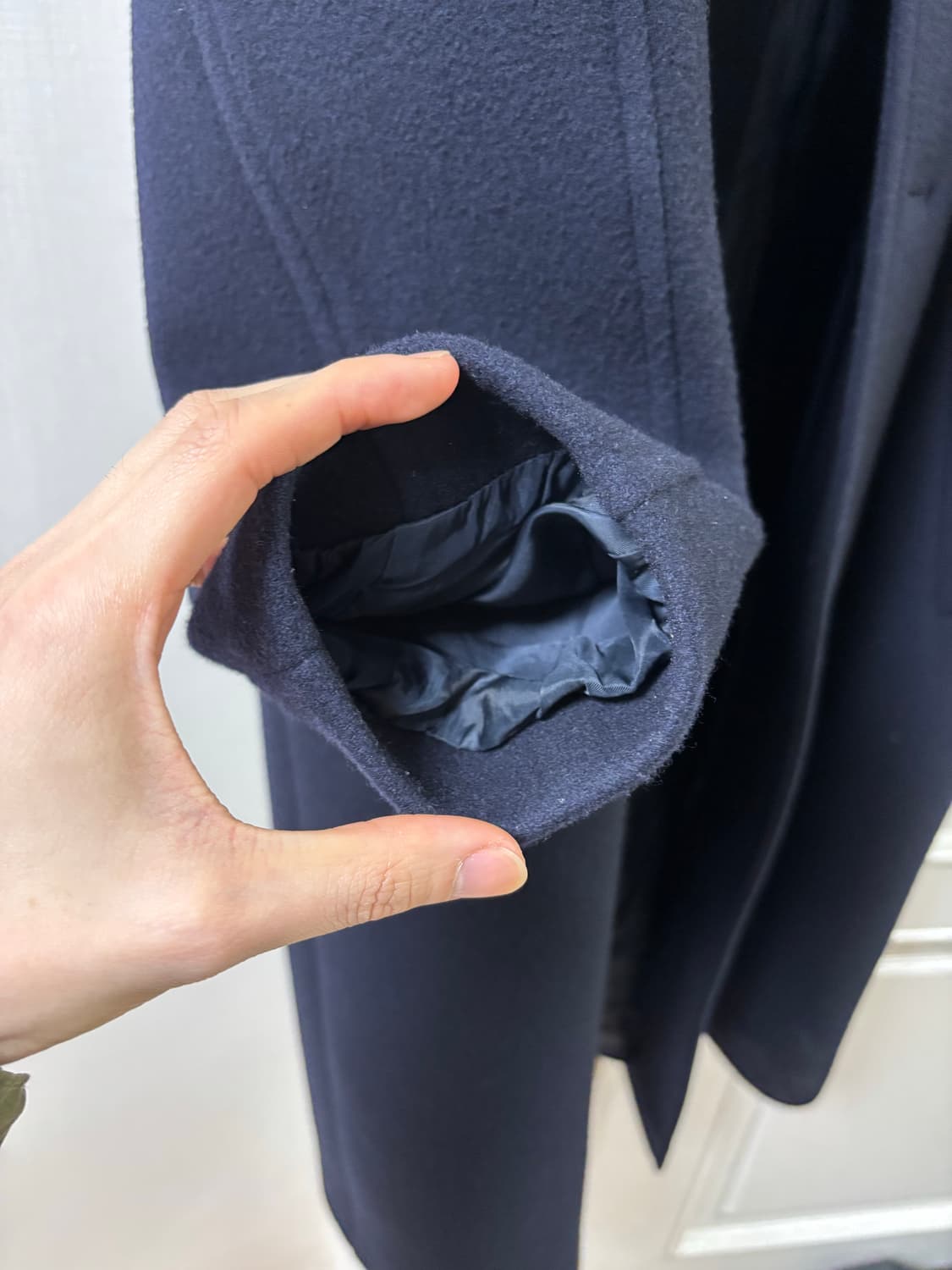 우드비 울 모사 레더 트림 코트 네이비 1사이즈 (95-100) 상품이미지9