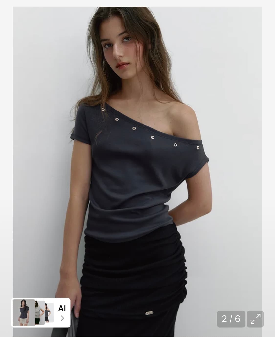 아수라 아일렛 원숄더 티 EYELET ONE SHOULDER  상품이미지1