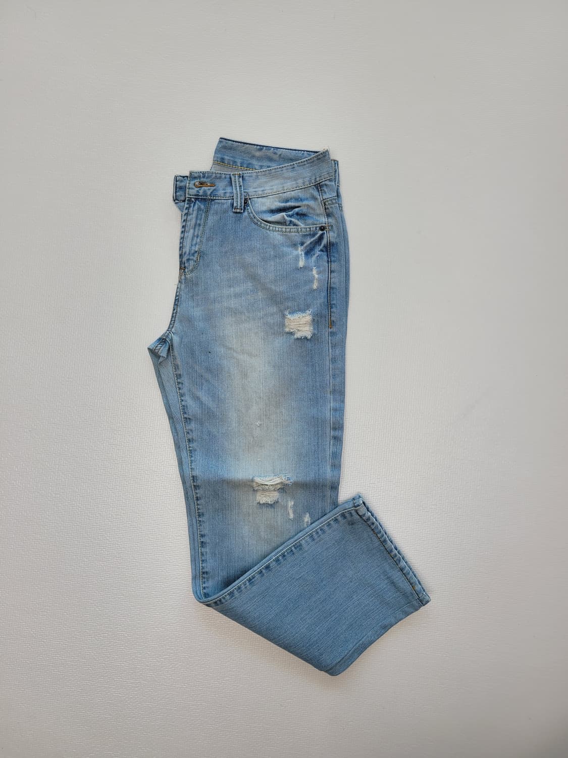 스파오 SPAO 남자 데미지 워싱 청바지 32 스카이블루 상품이미지2