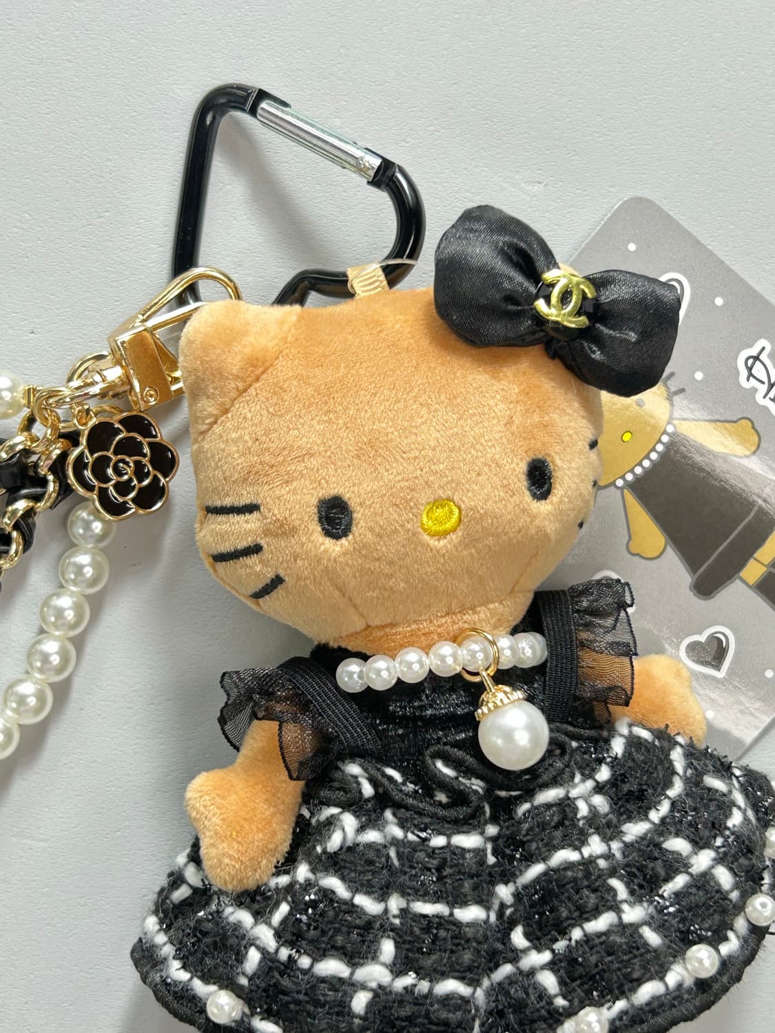 (1)롱다리키티 커스텀키링_ 🖤블랙 트위드 상품이미지3