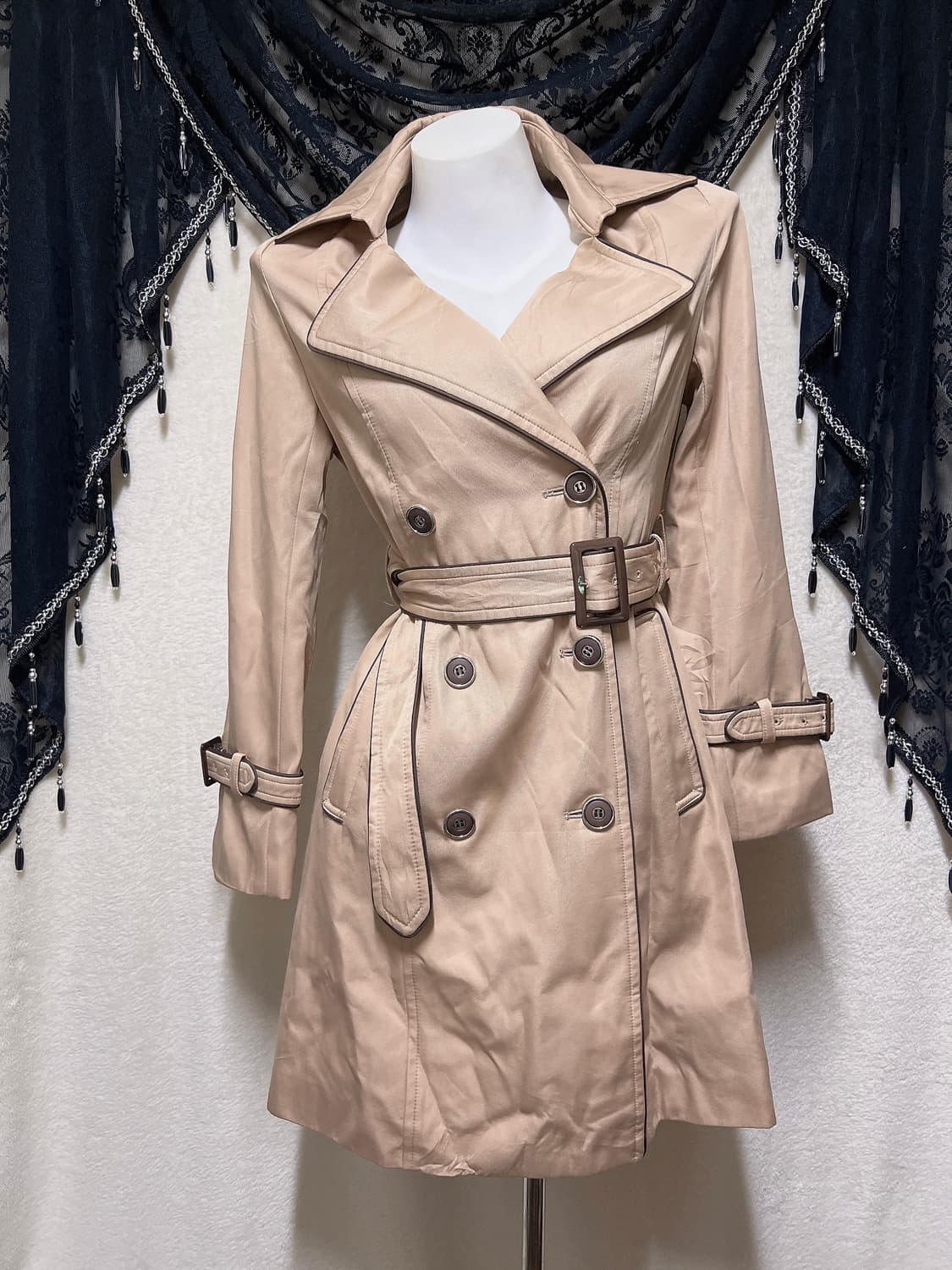 로맨틱갸루 로걀 라떼 오네 브라운 트렌치코트 자켓 핀터 헤이세이 리즈리사 상품이미지7