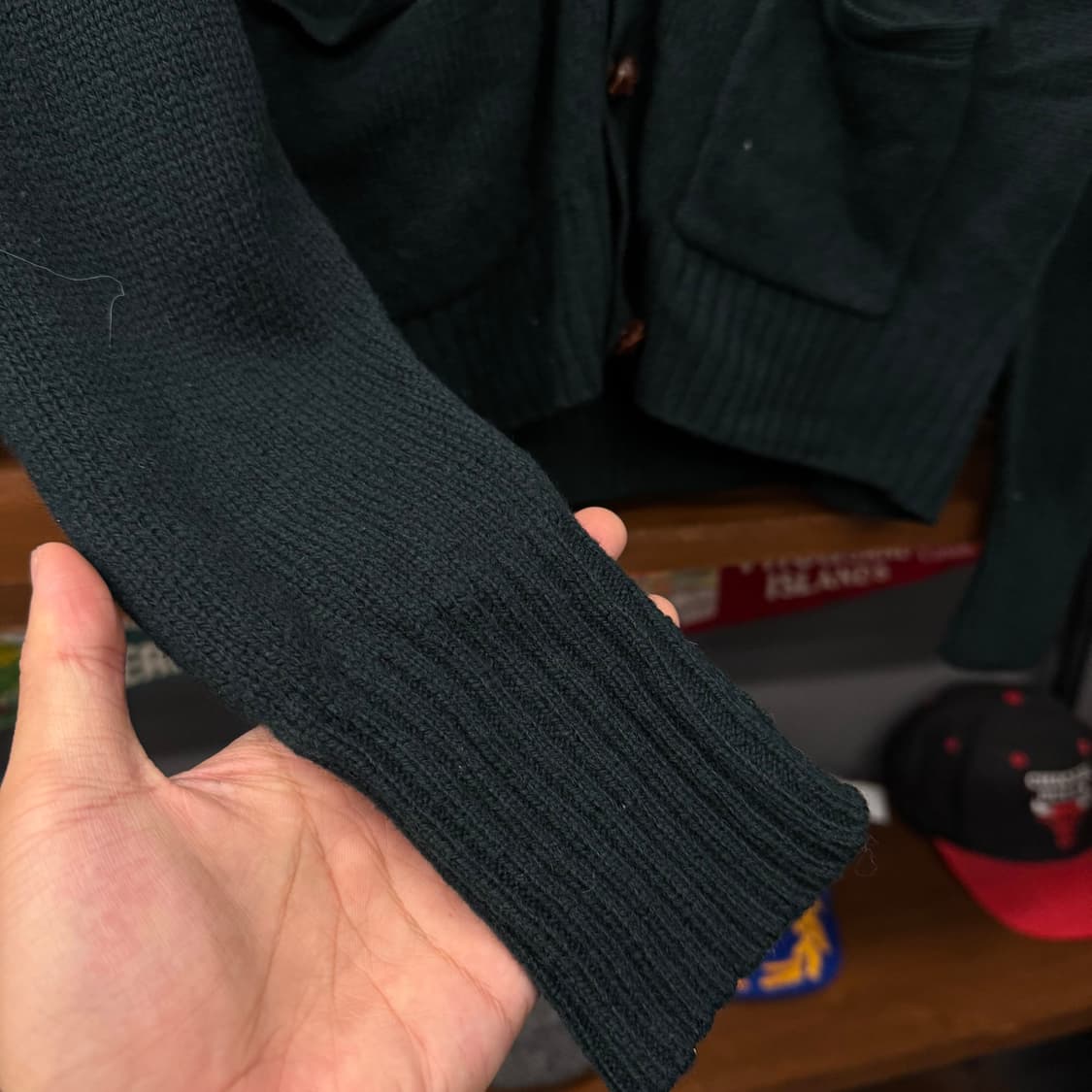 80s 폴로 랄프로렌 버건디 스몰 포니 로고 울 니트 가디건 N36 상품이미지5