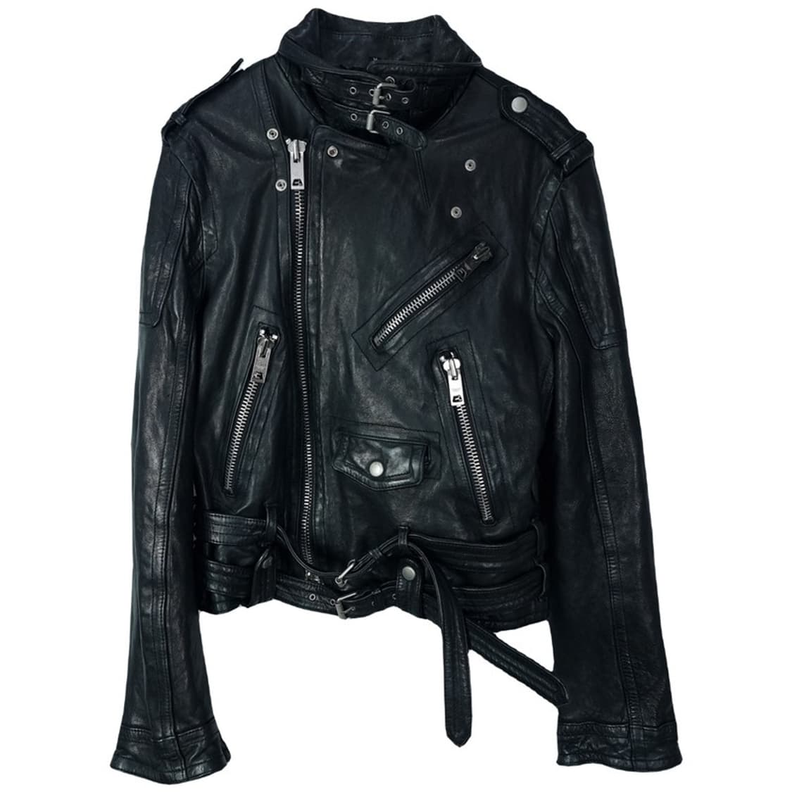 [빈티지] 고딕 펑크 리얼 램스킨 양가죽 사선 라이더 자켓 M18419 상품이미지2