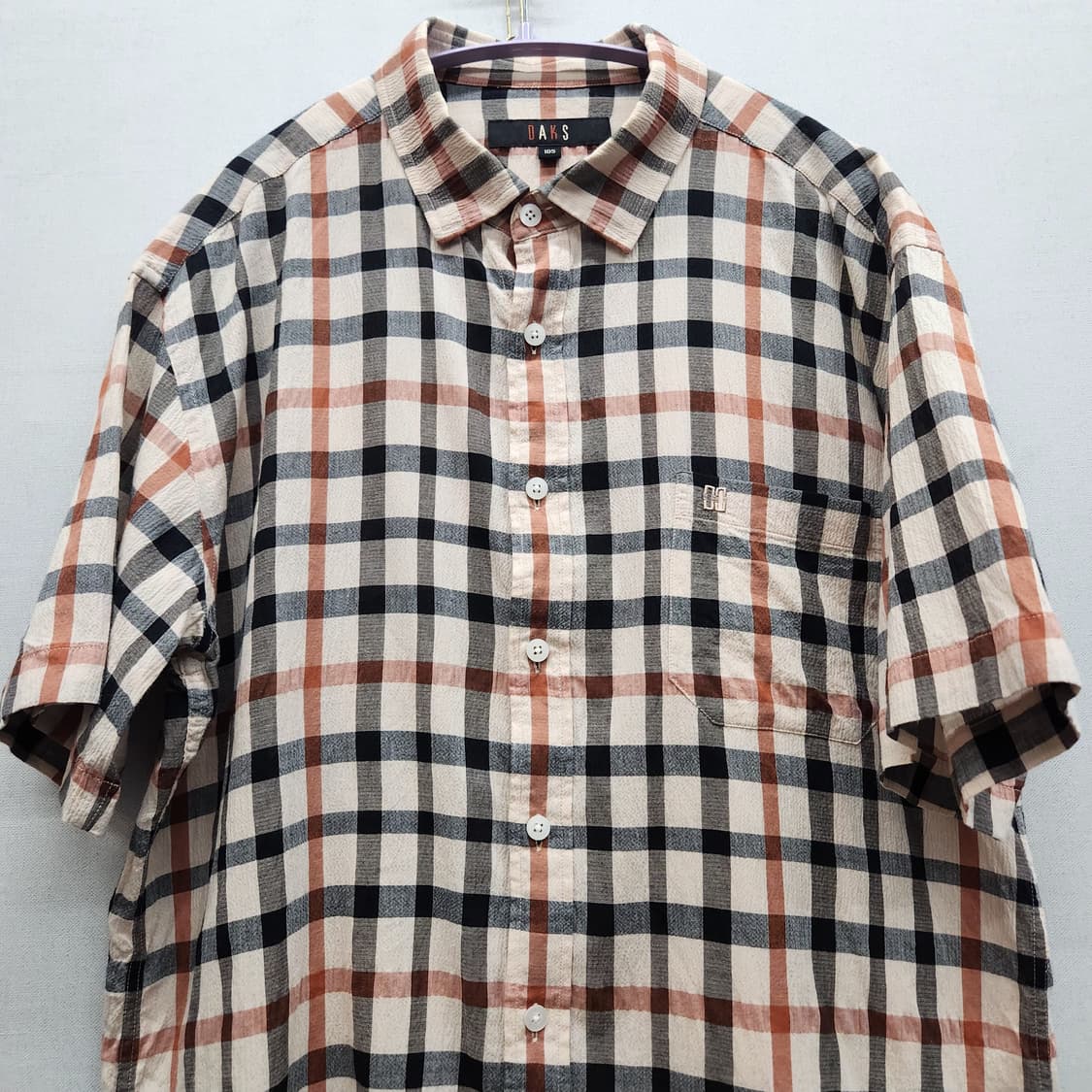 닥스 원포켓 로고 시그니처 패턴체크 반팔셔츠 105(XL) 상품이미지2