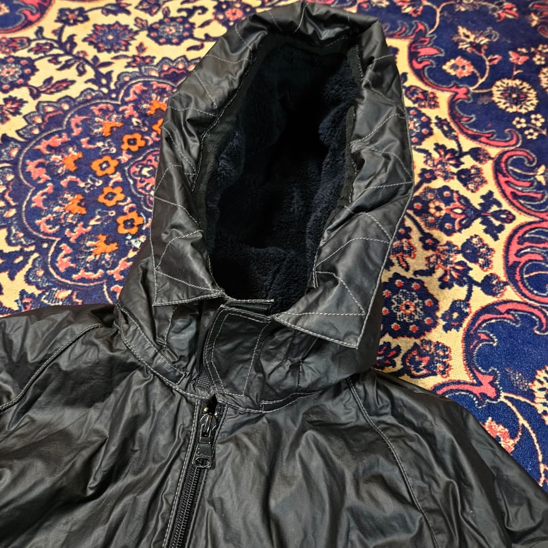 벤셔먼 00's 나일론 왁싱 바이커 후드 숏 자켓 상품이미지4