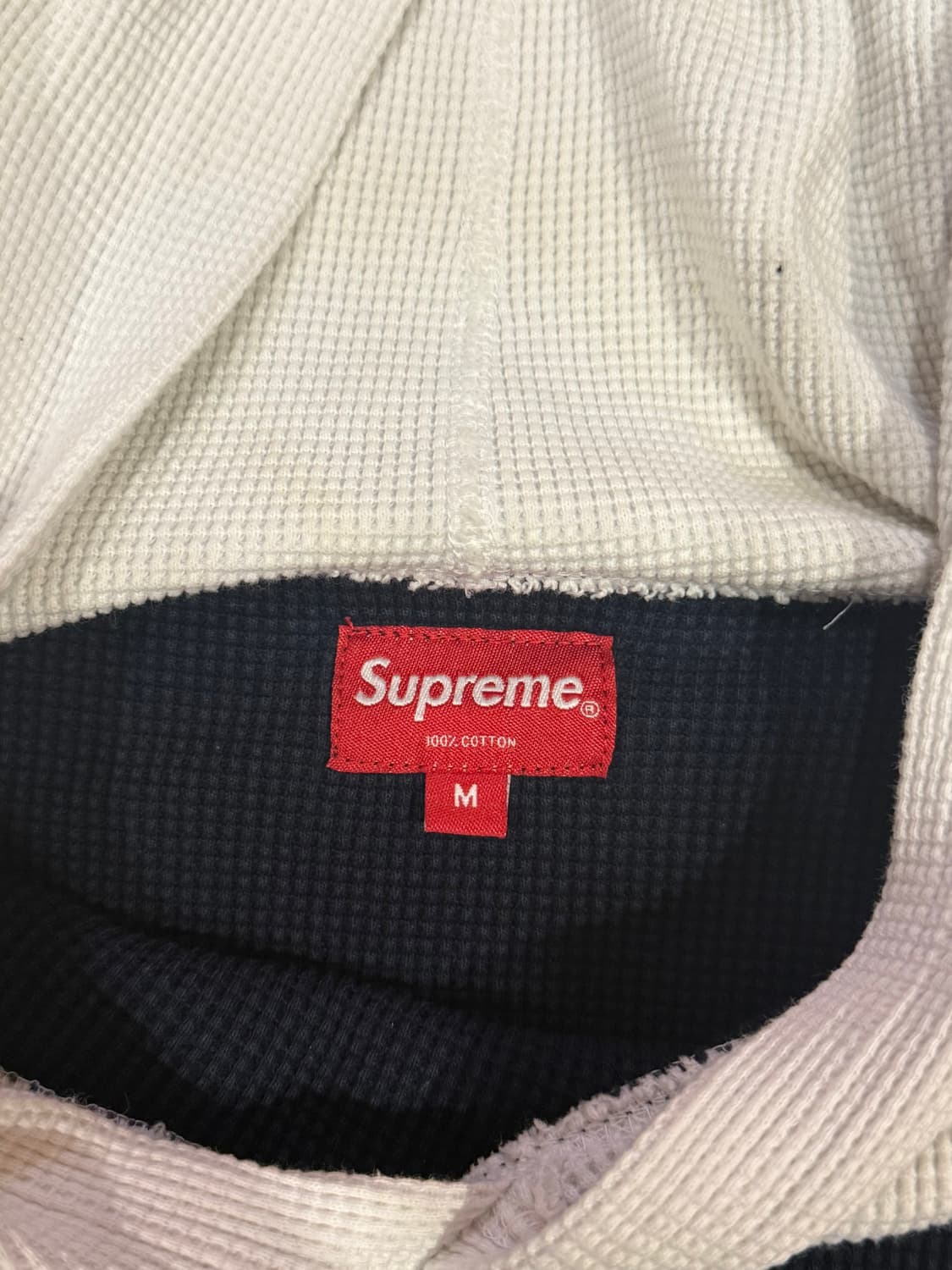 슈프림 15FW 와플 사이드 로고 후드티 네이비 M사이즈 상품이미지3