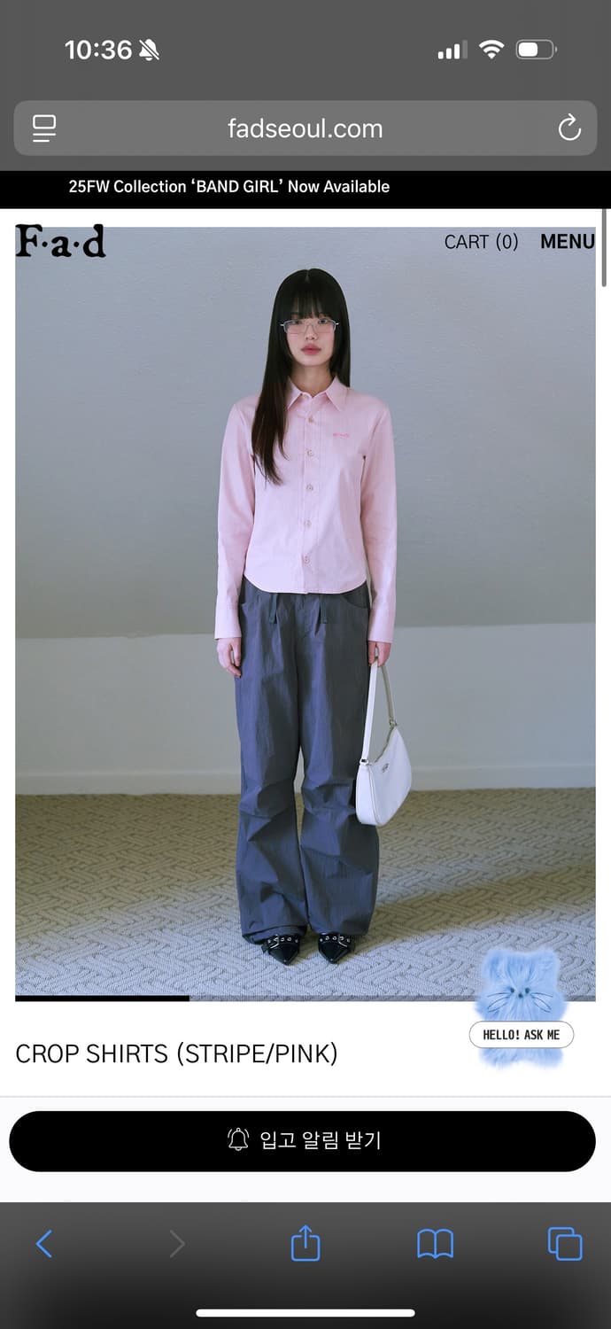 Fad 에프에이디 크롭 스트라이프 셔츠 핑크 상품이미지3