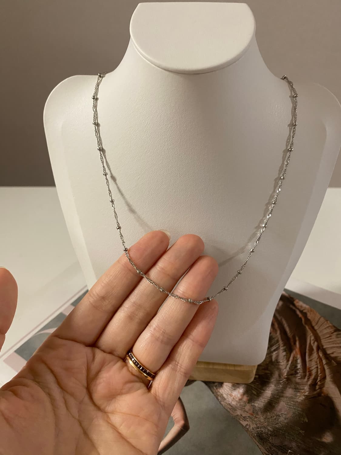 레이어드 실버톤 체인 목걸이 상품이미지4