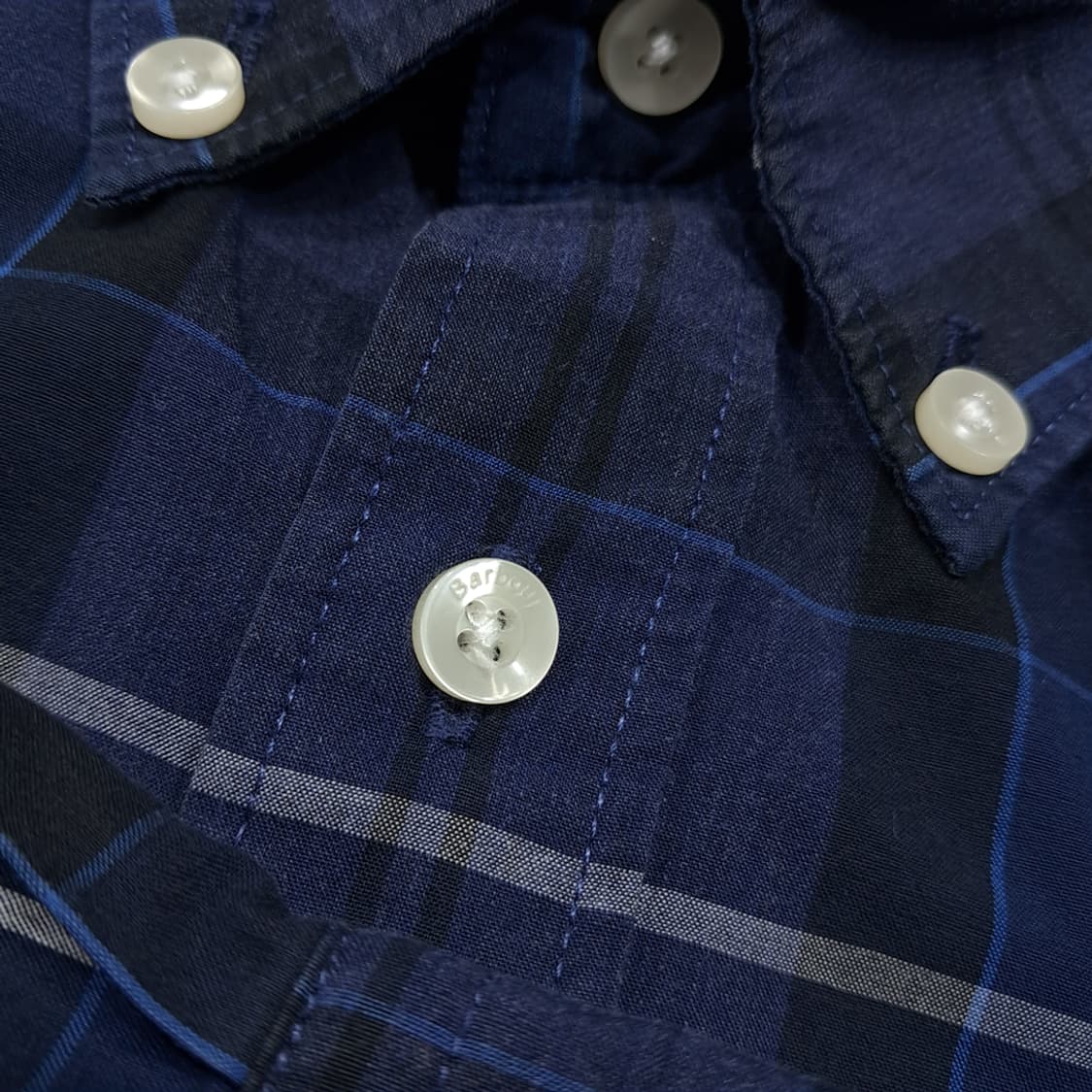 CL746 XL 바버 네이비 클래식 타탄 체크 네이비 셔츠 남방 상품이미지6