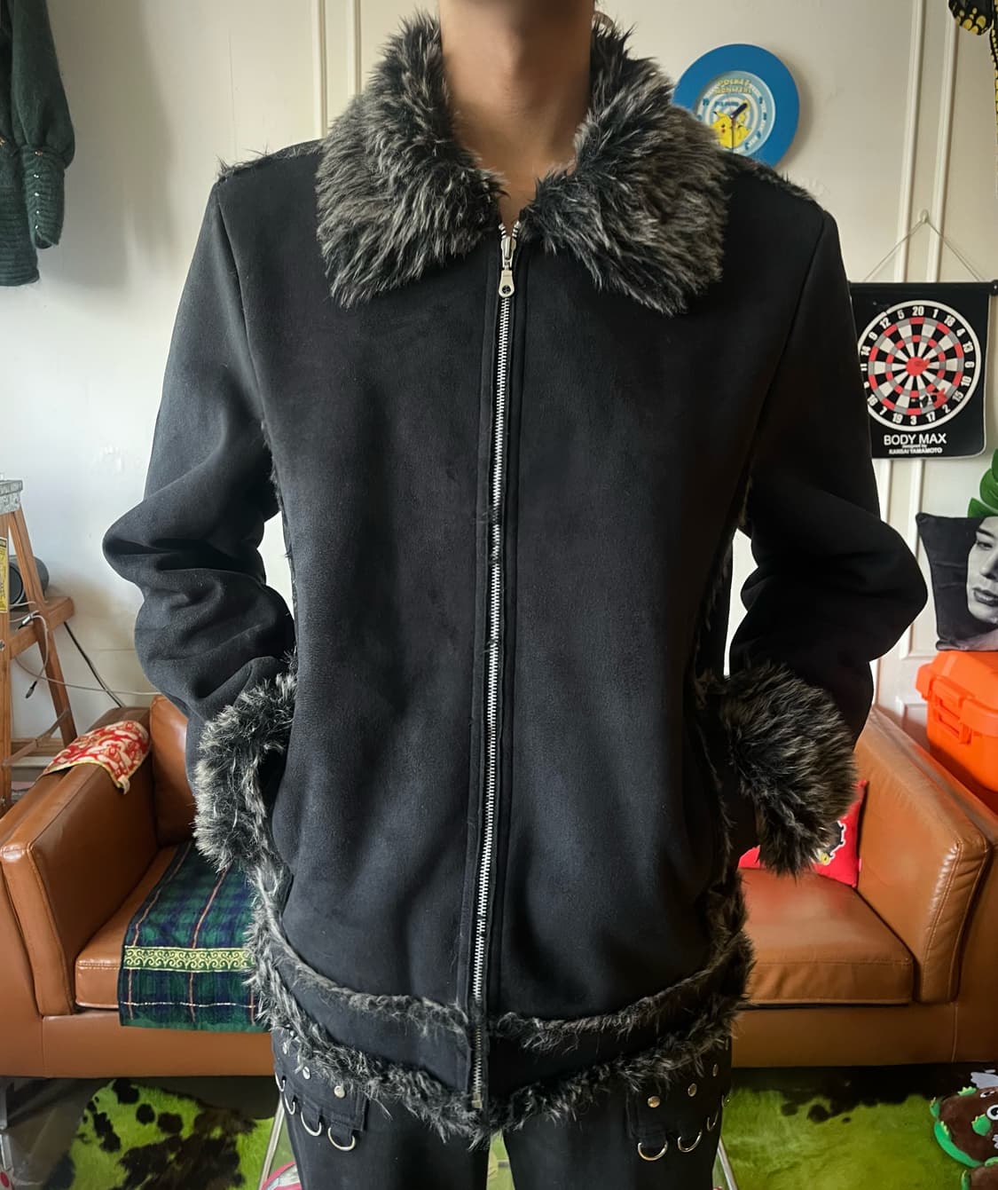 90-00s Moderm V-Kei Fur Trim Leather JK 상품이미지2