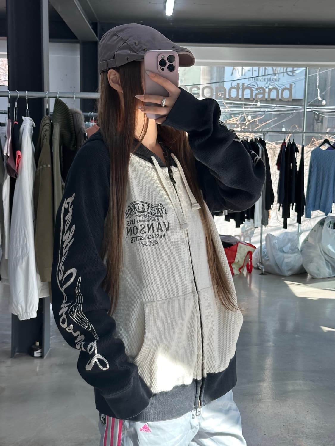 벤슨 윙 레터링로고 투웨이 후드집업 상품이미지1