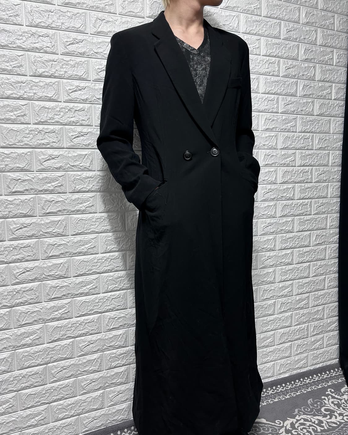 DKNY 아방가르드 울 드레이프 맥시 롱 코트 상품이미지2