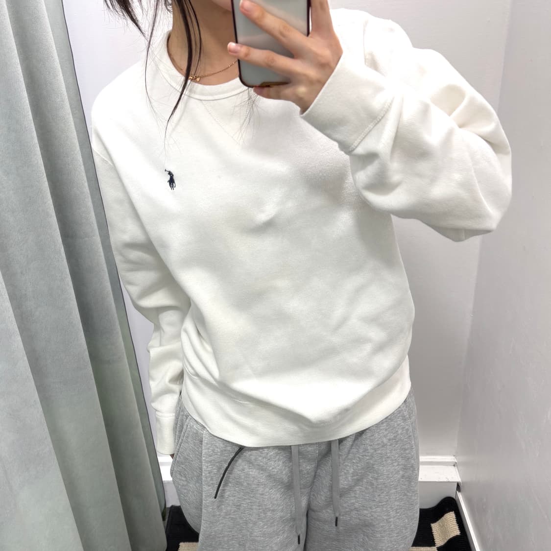 폴로 화이트 기모 스웻셔츠 상품이미지2