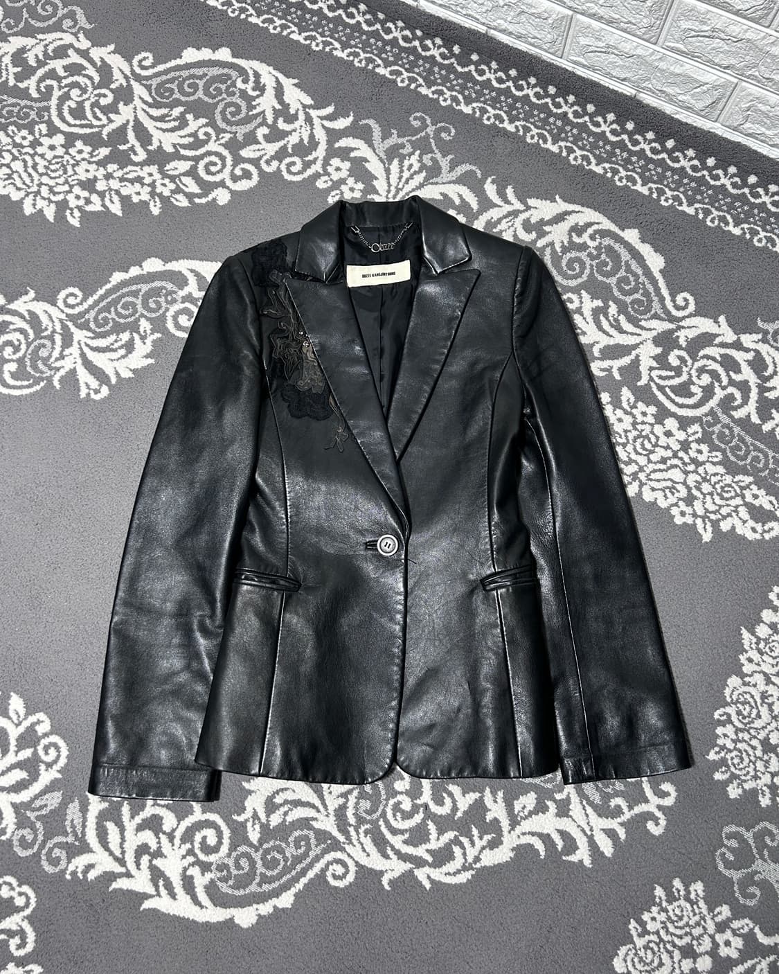 오브제 램스킨 패치워크 자수 블레이저 상품이미지1