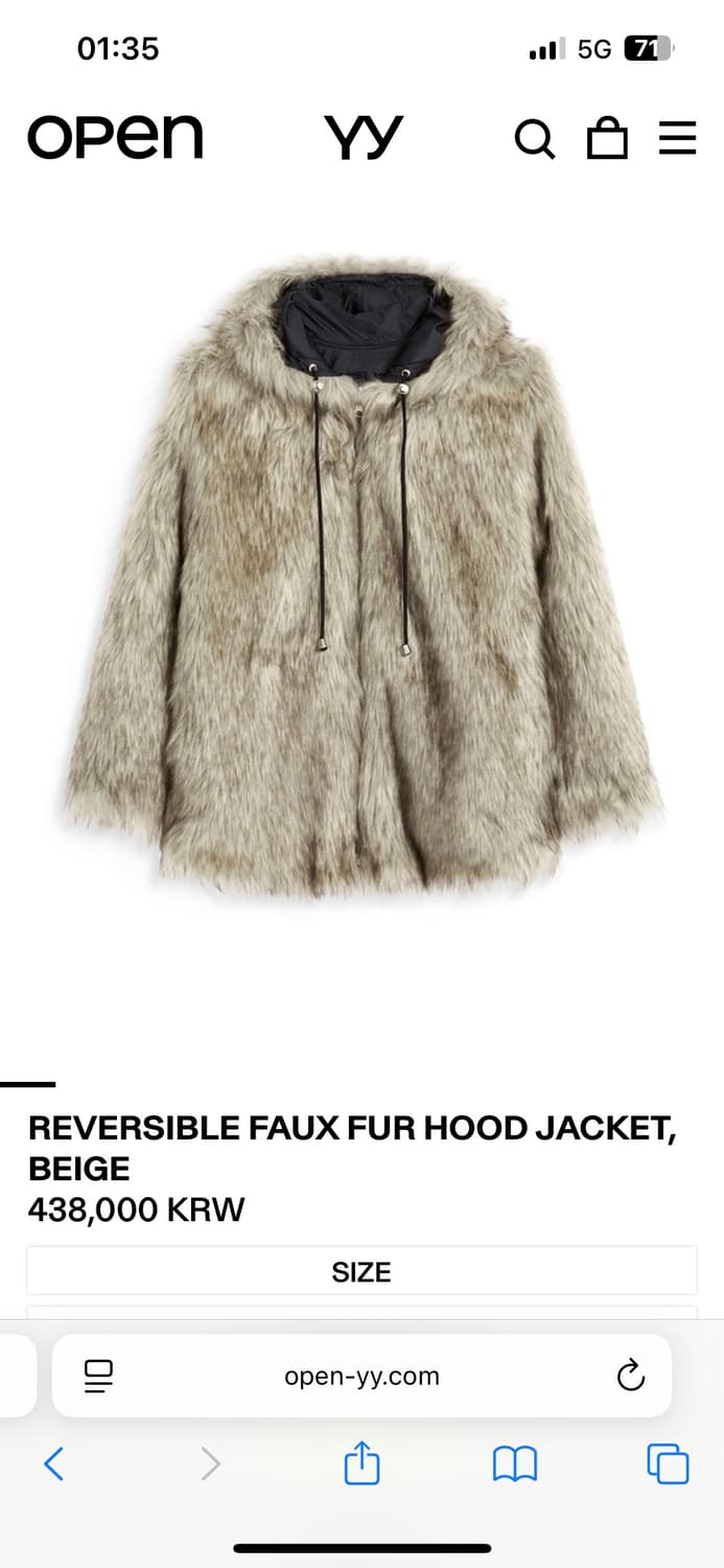 Open yy reversible faux fur jacket 상품이미지1