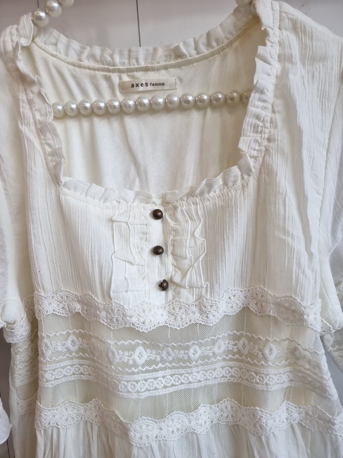 axes femme(악세스팜므) 아이보리 모리걸 레이스 원피스 상품이미지3