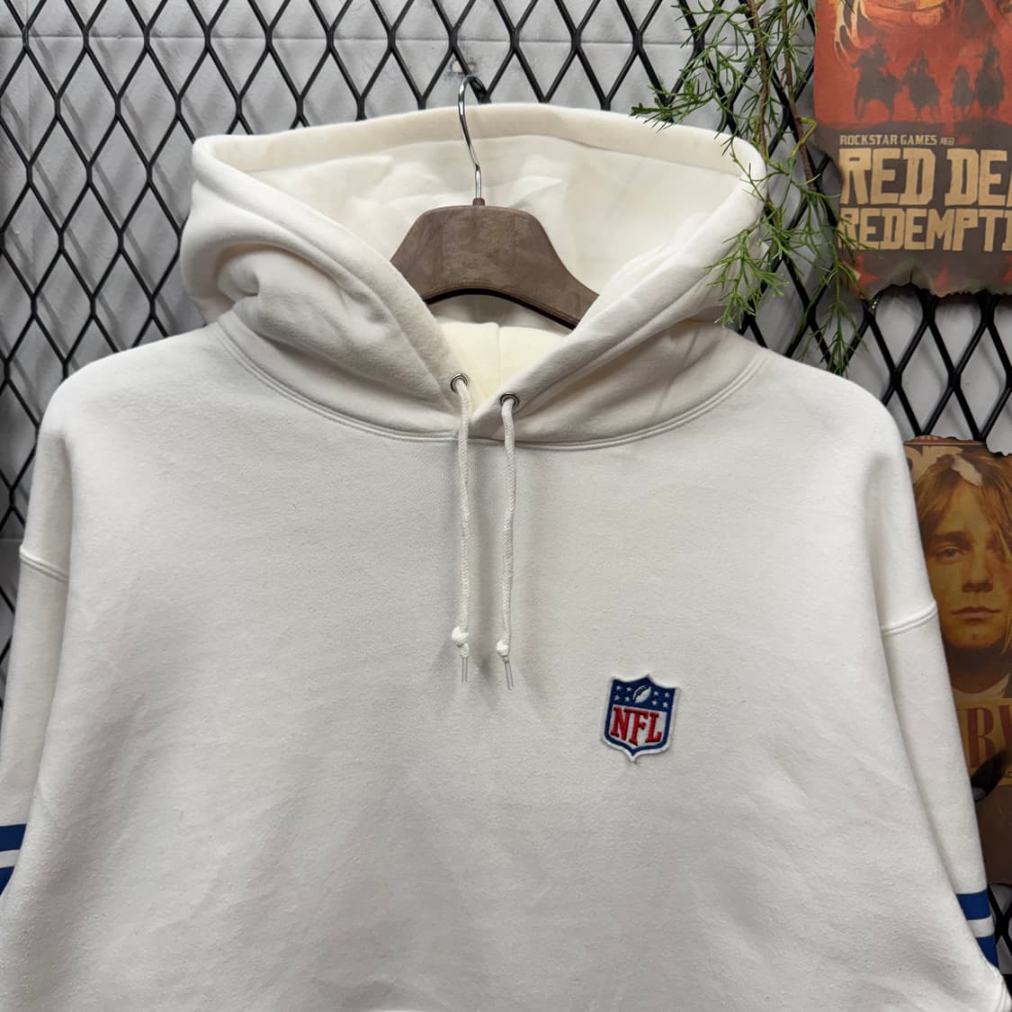 00s 아비렉스 X NFL 후드티 후면 빅로고 포인트 화이트 상품이미지3