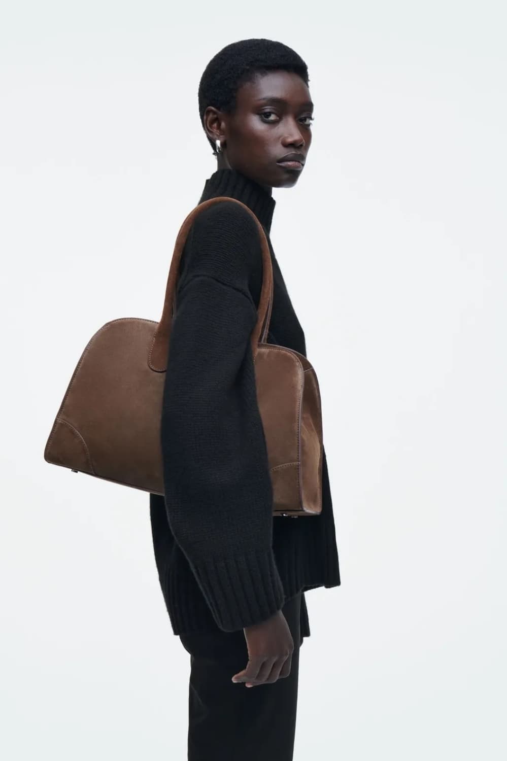 Cos 스튜디오 스몰 볼링백 브라운 스웨이드  상품이미지1