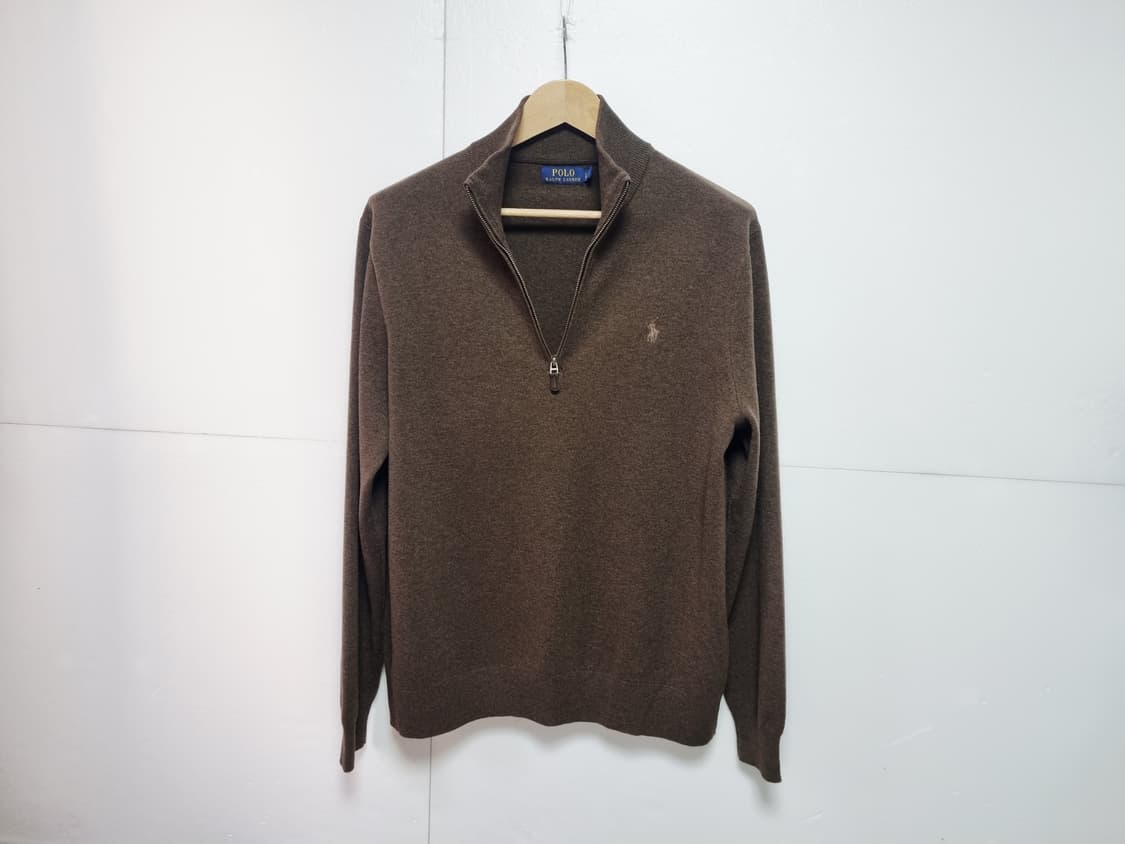 남성 폴로 울 100% WOOL 모 긴팔 하프 집업 긴팔 니트 스웨터 상품이미지2