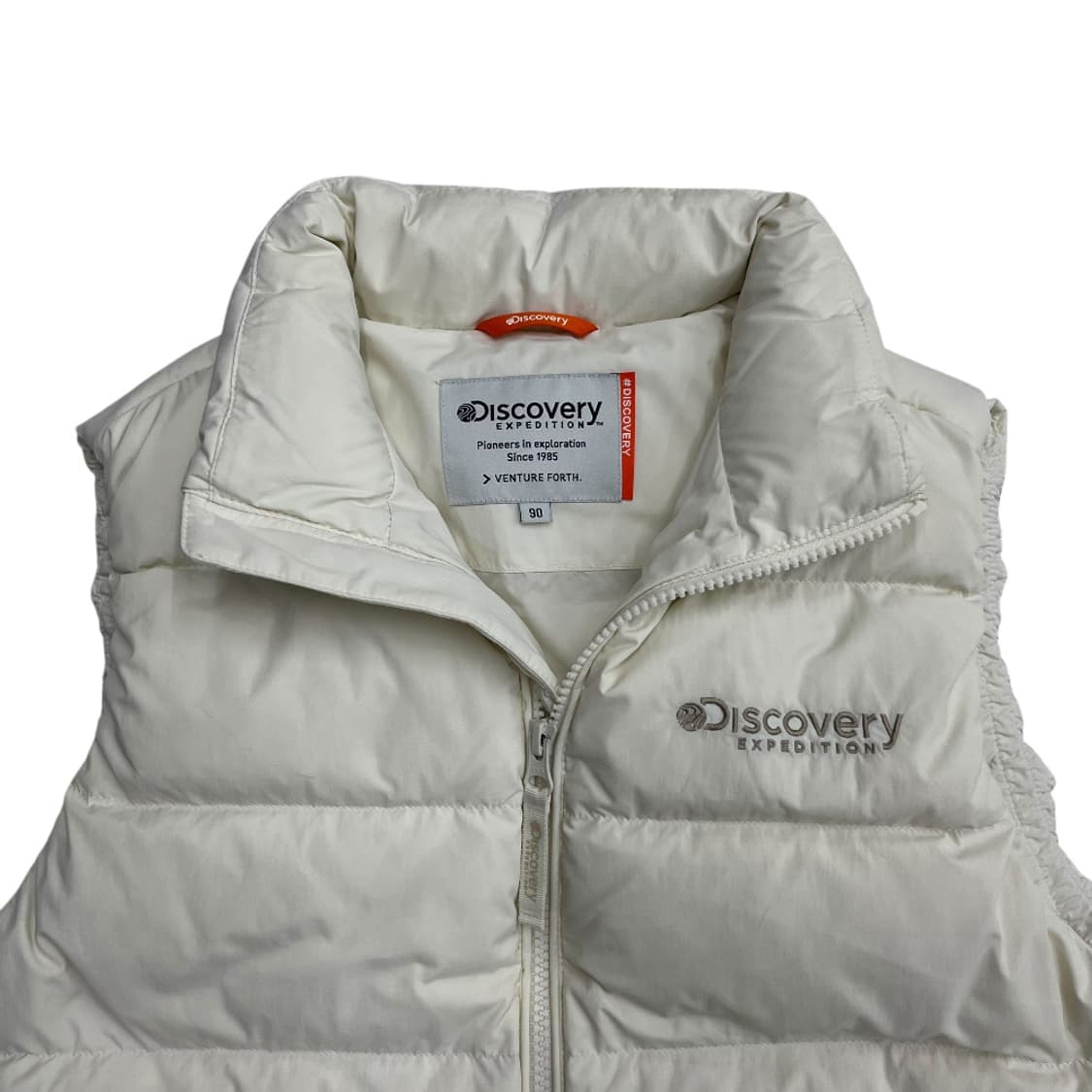 디스커버리 로고 화이트 패딩조끼 90 상품이미지4