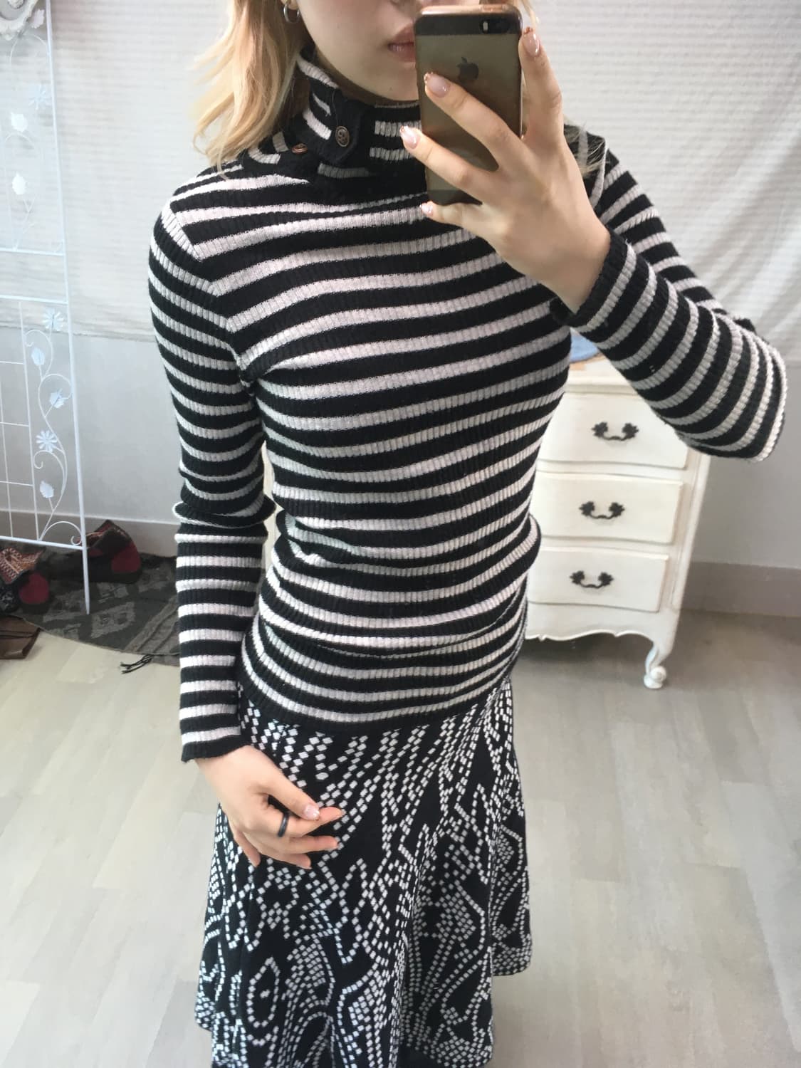 jpn vintage black stripe button pullover 상품이미지6