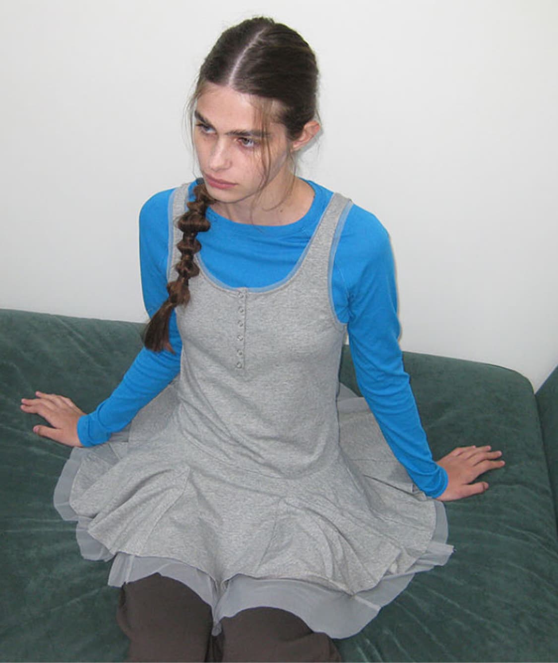 파르티멘토우먼 콘트라스트 버튼업 레이어드 드레스 그레이 S 상품이미지2