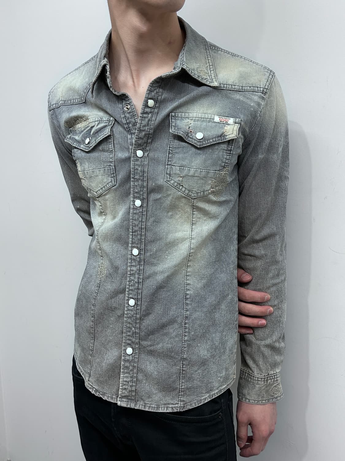 버커루 페이딩 웨스턴 데님 셔츠 상품이미지1